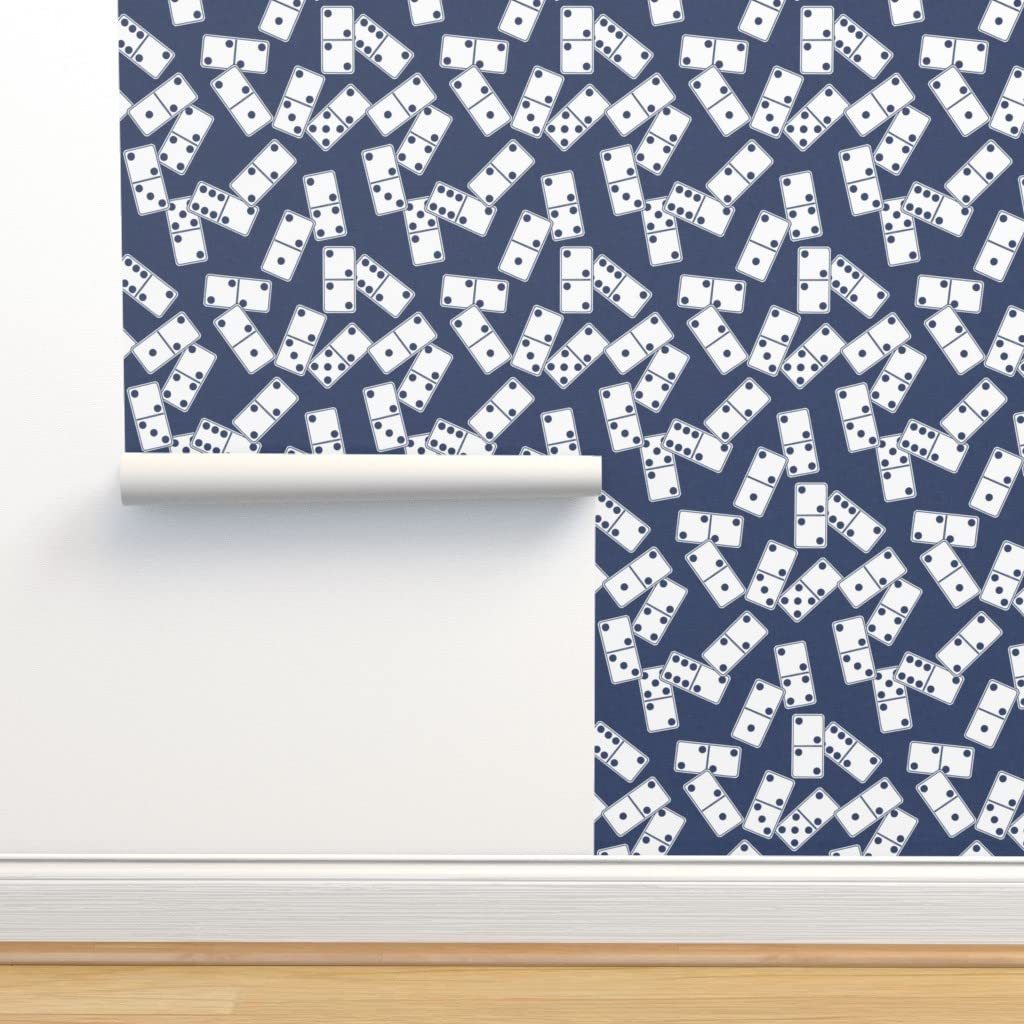 Premium Commercial Grade Wallpaper Swatch - Navy Blue Geometric Tile Pattern with White Scatter Print | Modern Abstract Whimsical Design by Spoonflower | Perfect for Living Rooms, Bedrooms, and Office Accent Walls