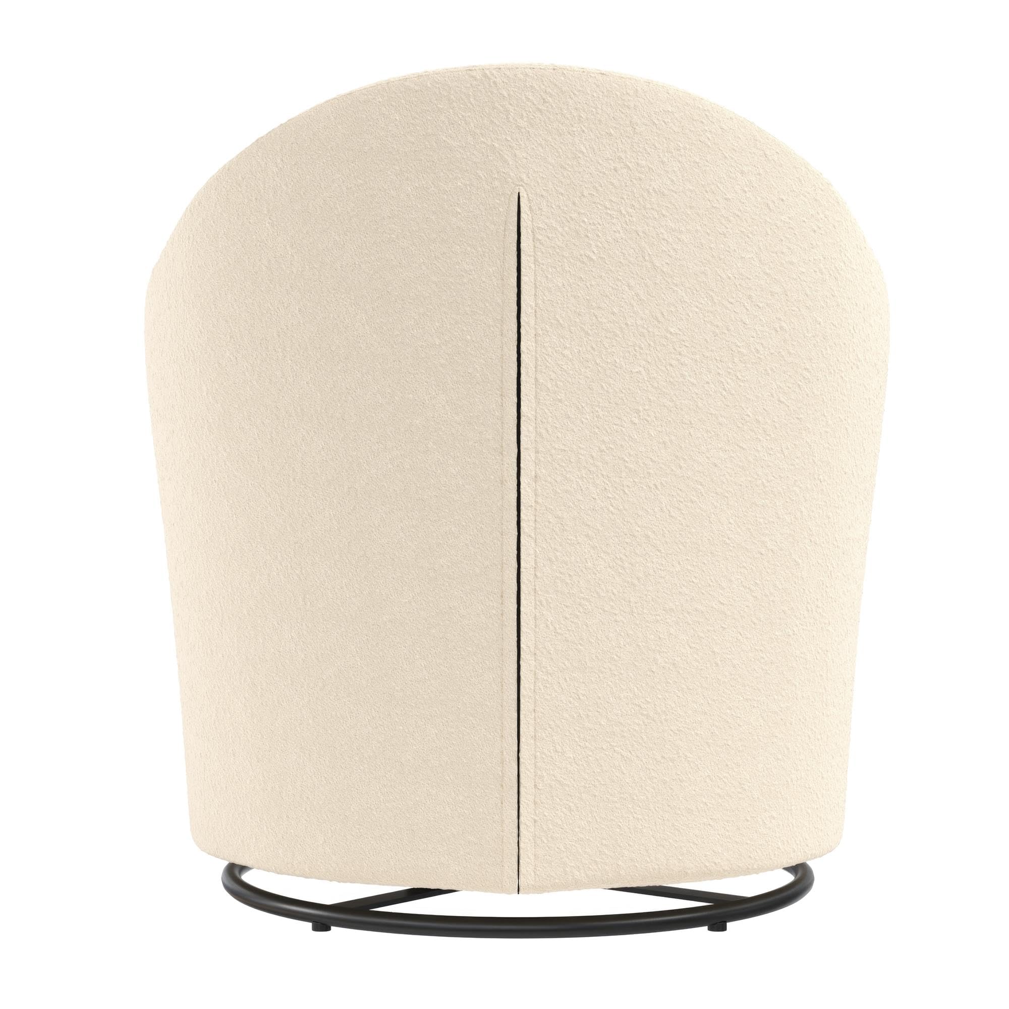 DHP Gentle Swivel Curved Accent Chair, Ivory Boucle Fabric Upholstered Modern Lounge Chair for Living Room, Bedroom, or Office - Perfect for Relaxing, Reading, and Decorating