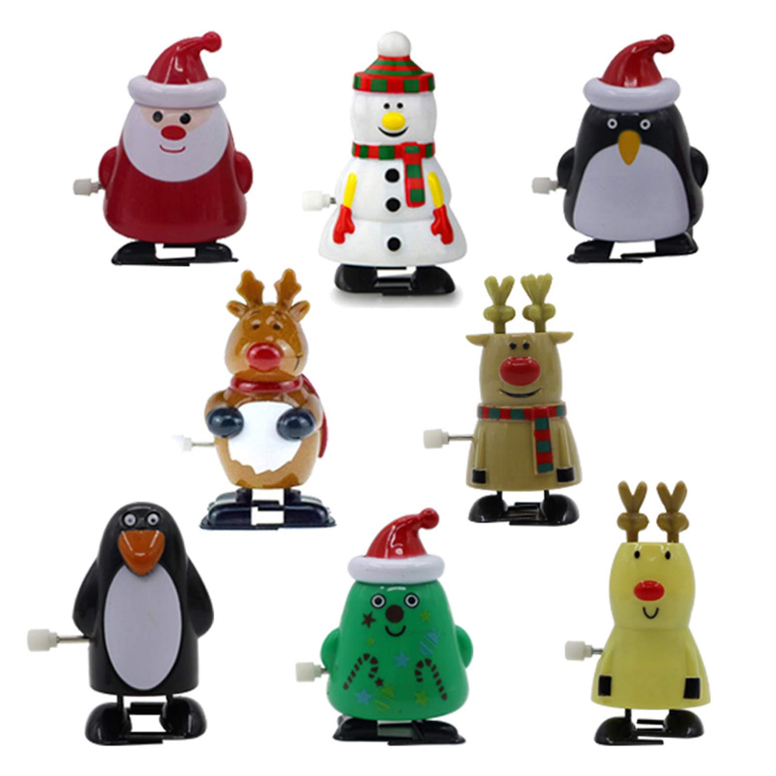 Galand 8Pcs Christmas Wind Up Toys Set for Kids - Snowman, Elk, Santa Claus & Penguin Clockwork Toys - Fun Xmas Party Favors & Stocking Stuffers - Perfect for Holiday Gifts, Classroom Rewards & Christmas Eve Box Fillers