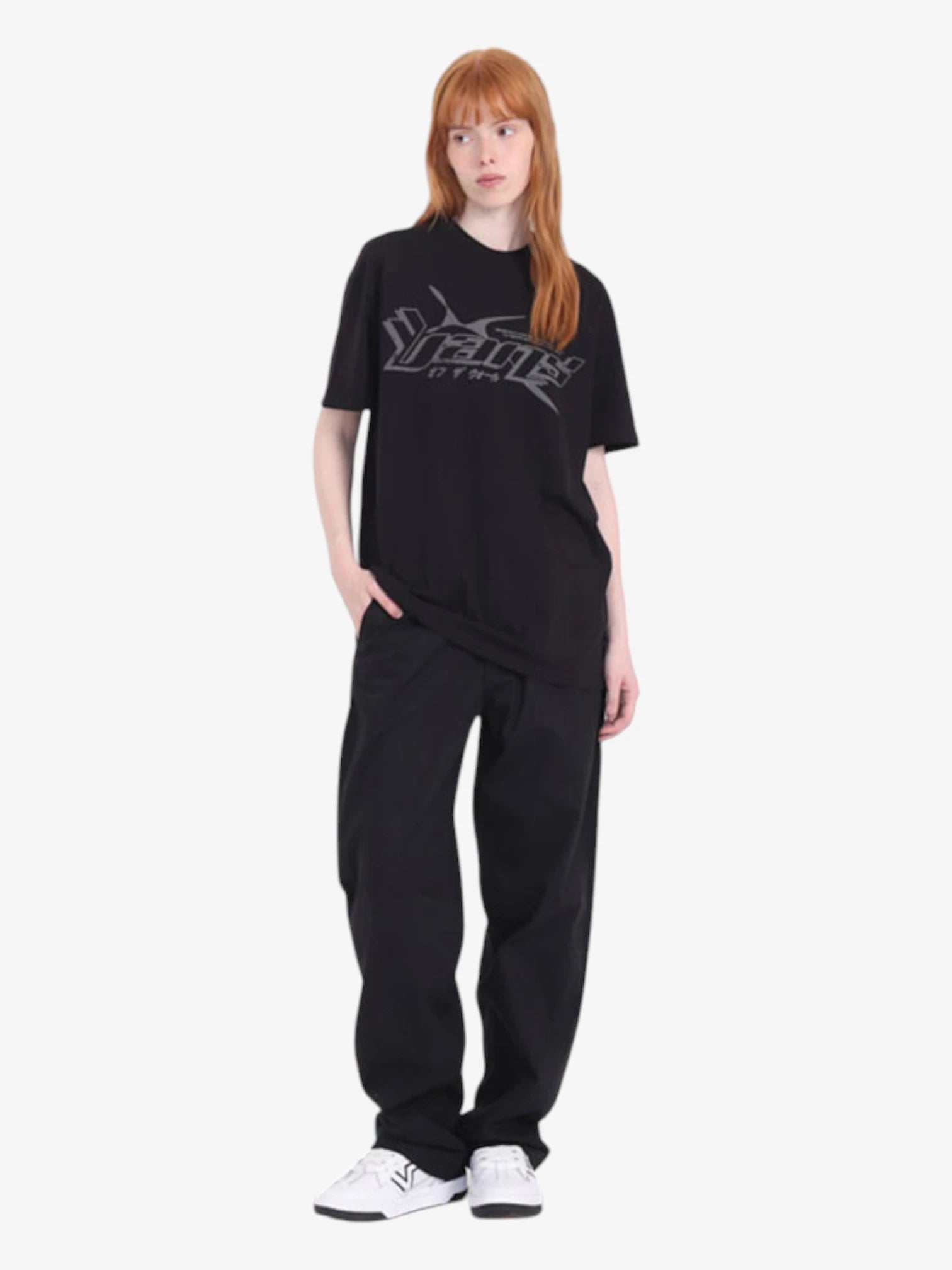 Vans Y2V Oversized Short Sleeve T-Shirt for Men & Women - Black Cotton Streetwear Tee for Casual Wear & Skate Style