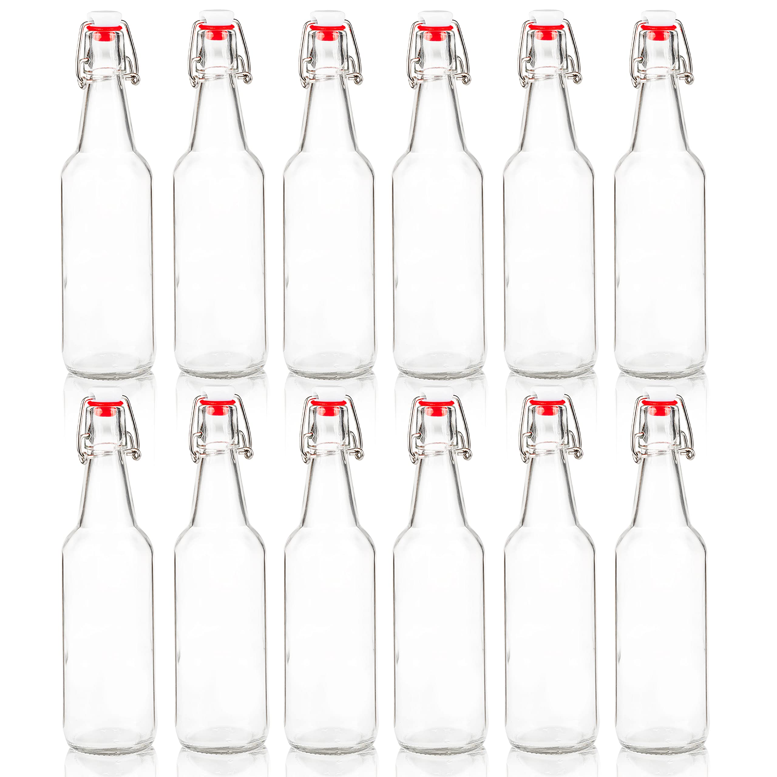 12oz Clear Glass Beer Bottles with Flip Caps - 12 Pack for Home Brewing, Craft Beer Bottling & DIY Beverage Storage | Perfect for Homebrewers, Beer Making Kits & Gifts
