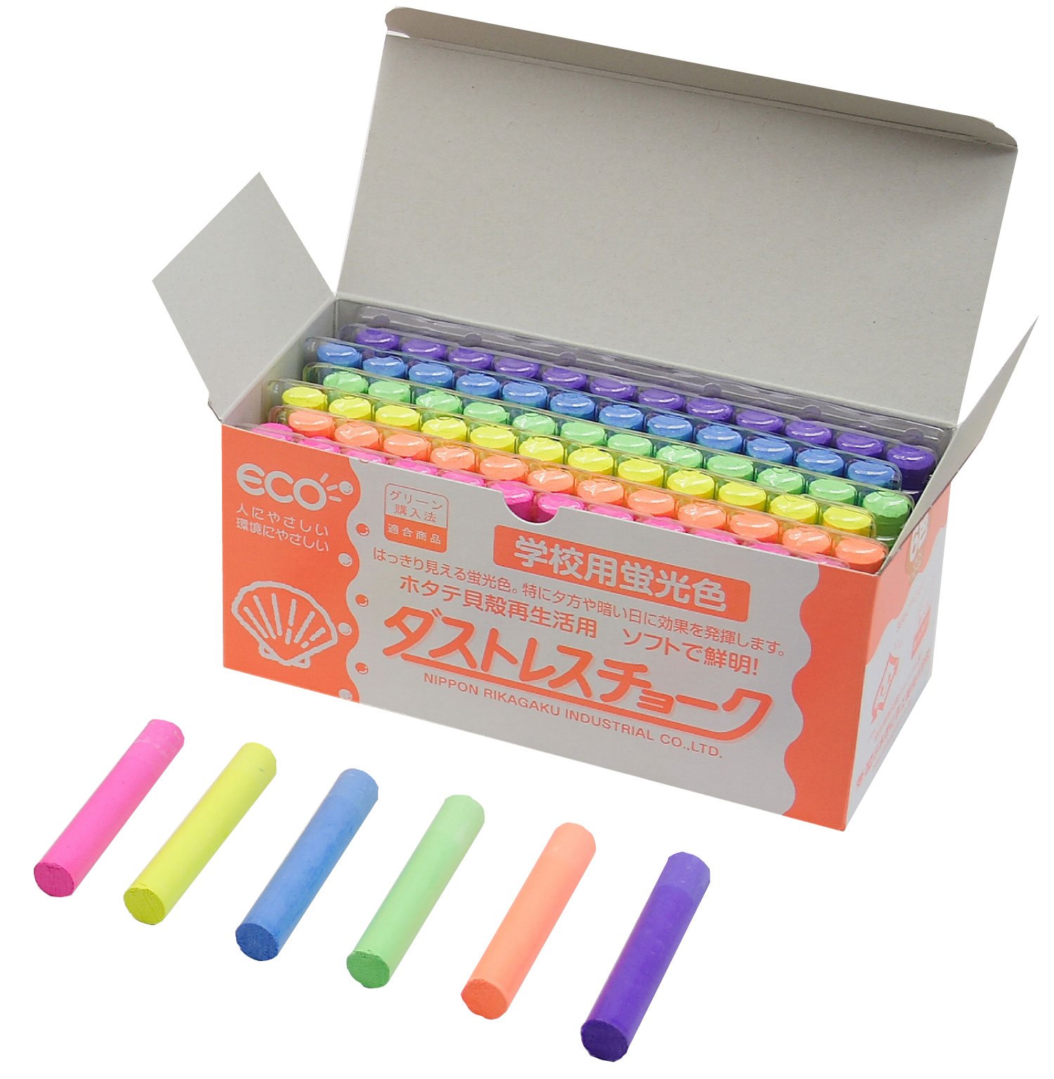 72-Piece Dustless Fluorescent Chalk Set - 6 Vibrant Colors for Classroom, Sidewalk Art & Outdoor Activities
