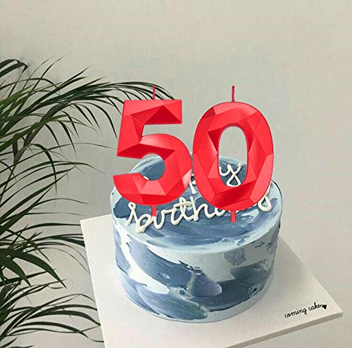 2.75 Inch Tall 3D Diamond Shaped Bright Red Number 3 Candles - Happy Birthday Cake Toppers for Adults & Kids Party Decorations - Perfect for Birthday Cakes, Cupcakes, and Family Celebrations