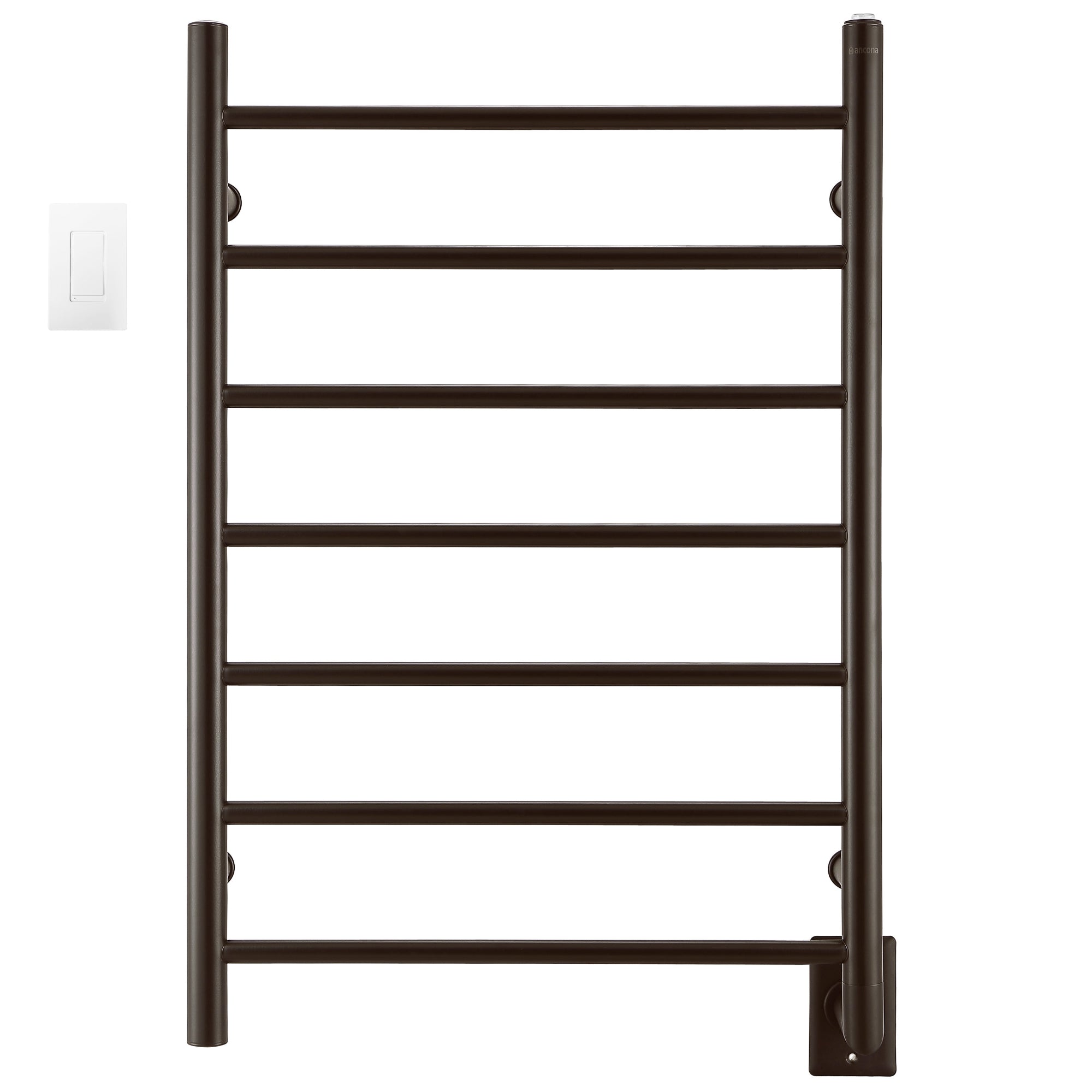 Ancona Comfort 7 Bar Hardwired Towel Warmer with WiFi Timer - Oil Rubbed Bronze Finish | Bathroom Luxury Heated Towel Rack for Spa, Hotel & Home Use