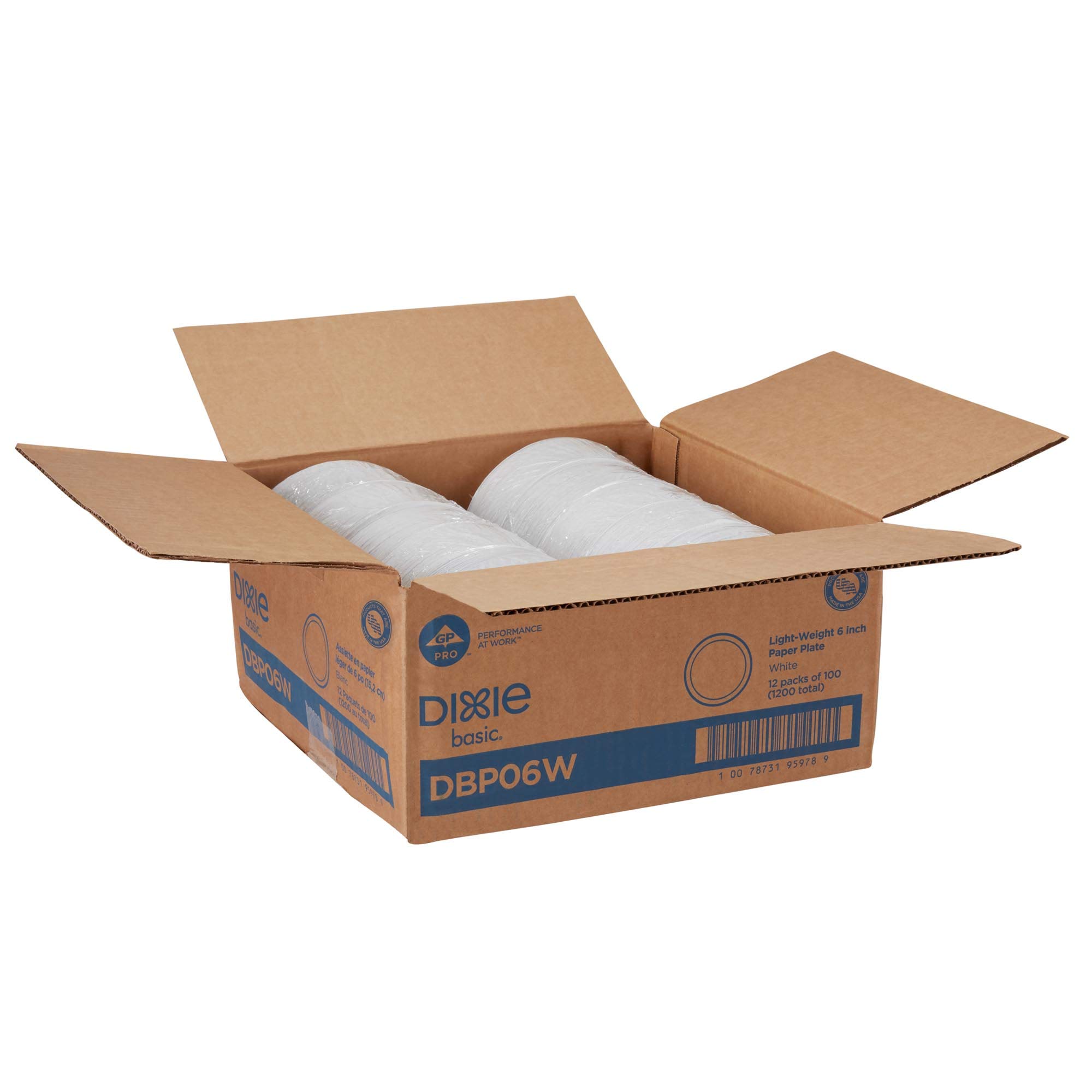 Dixie Basic 6-Inch Lightweight White Paper Plates - 1,200 Count (12 Packs of 100) by GP PRO | Perfect for Parties, BBQs, Picnics & Everyday Use