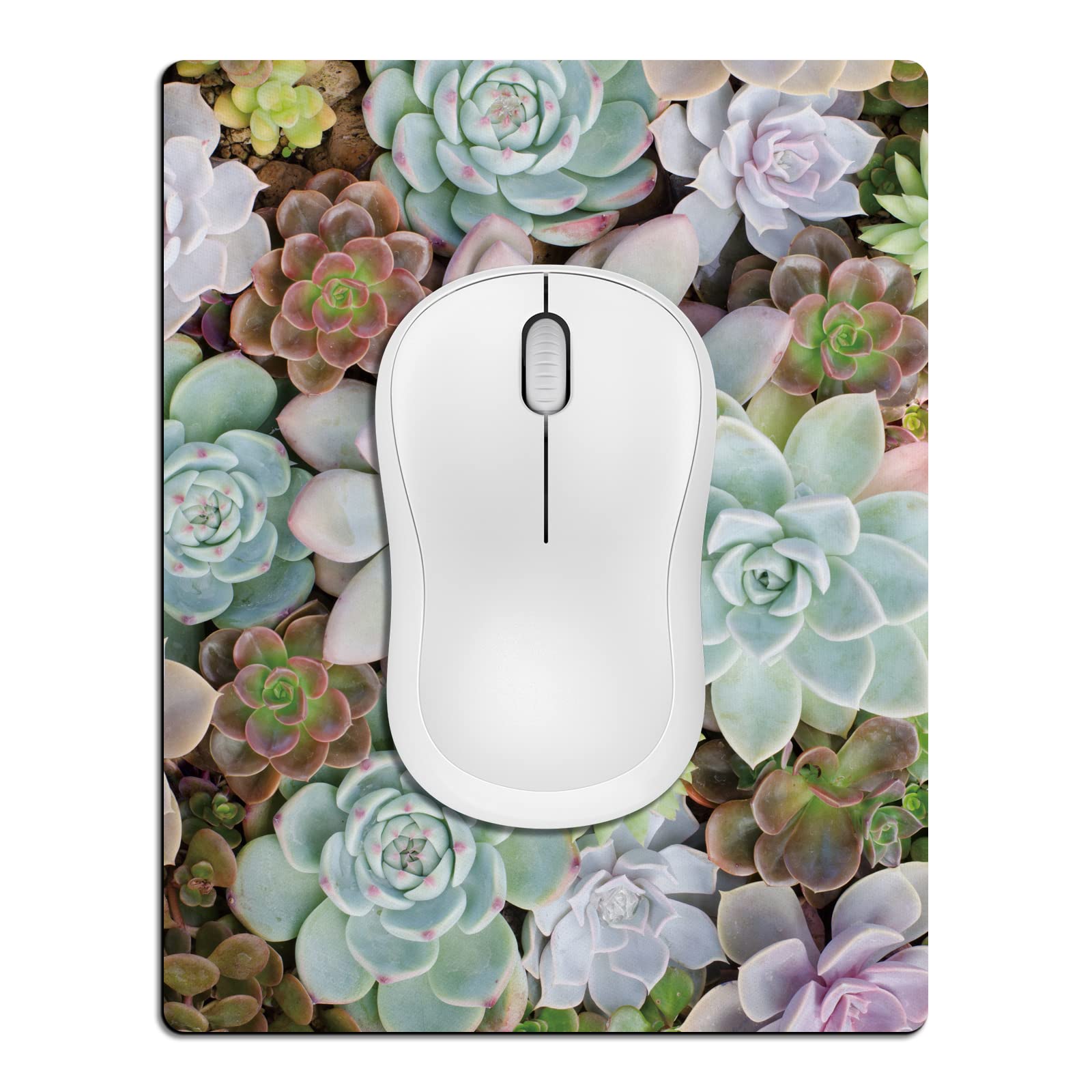 Cute Mini Mouse Pad for Wireless Mouse & Laptop - 5.5x7 Inch Portable Travel Mousepad with Succulent Design | Perfect Computer Accessory for Women, Office & Home Use