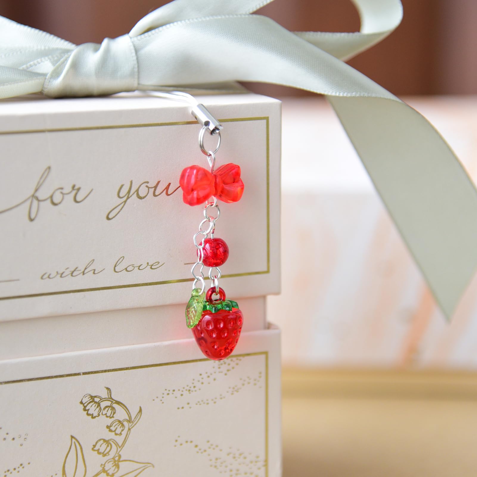Y2K Aesthetic Strawberry Cherry Phone Charm - Cute Kpop Accessory for Phone, Bag, Keychain, Airpods & Camera Decor | Perfect for Kawaii Style & Gift Giving