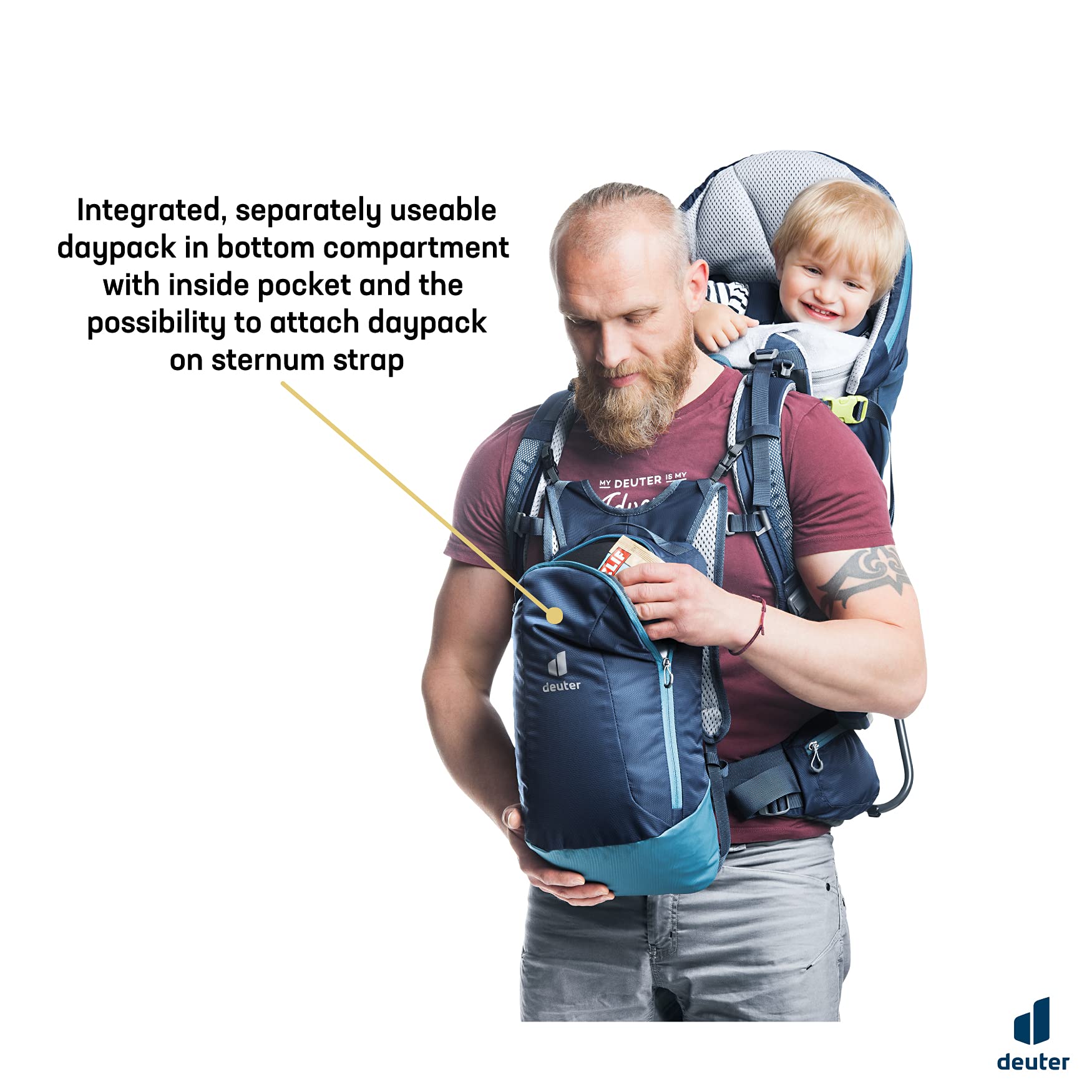 Deuter Kid Comfort Pro Child Carrier Backpack - Adjustable Hiking & Travel Carrier for Toddlers 1-4 Years - Comfortable & Ergonomic Design - Perfect for Outdoor Adventures, Family Hikes & Traveling with Kids - Midnight Blue