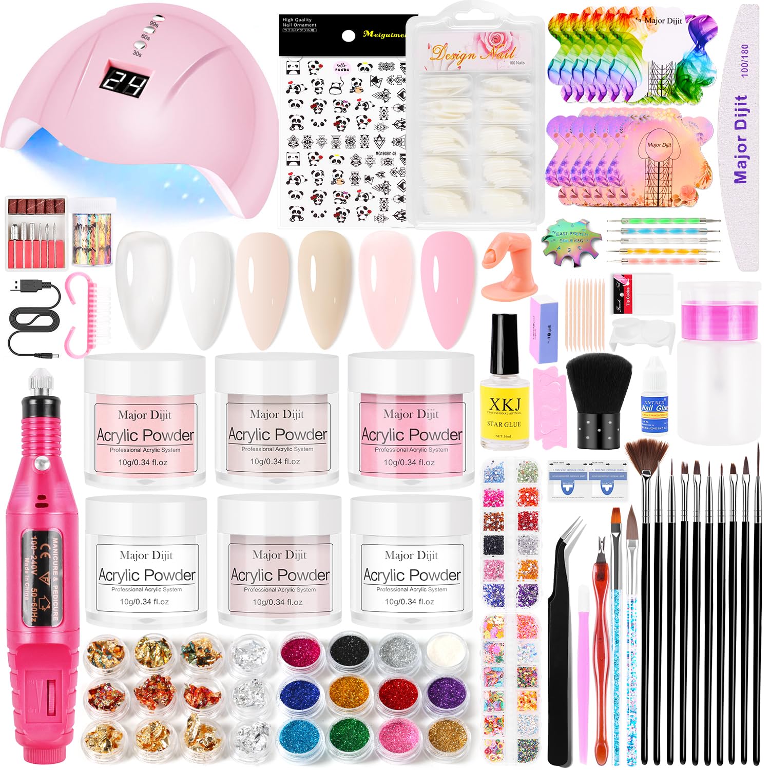 Professional Acrylic Nail Kit for Beginners - Complete Set with Nail Drill, UV Lamp, Acrylic Powder & Manicure Tools (Blue) | Perfect for Home Salon, DIY Nail Art & Professional 3D Nail Designs
