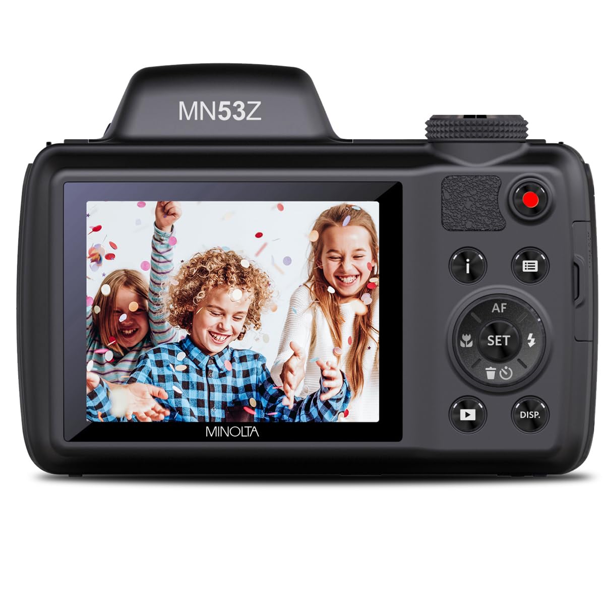 Minolta Pro Shot 16MP HD Digital Camera with 53x Optical Zoom, 1080p Full HD Video, 16GB SD Card - Black (MN53Z) | Perfect for Travel Photography, Wildlife Shooting & Vlogging