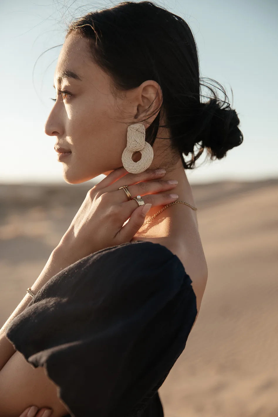 Juno Braided Straw Earrings in Ivory - Boho Chic Summer Accessories for Beach, Vacation & Festival Outfits