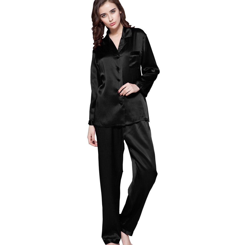 Luxury 100% Mulberry Silk Pajamas for Women - 22 Momme Pure Long Sleeve Full Length Nightwear | Soft & Breathable Sleepwear for Comfortable Nights, Lounge Wear, Bridal Shower Gift