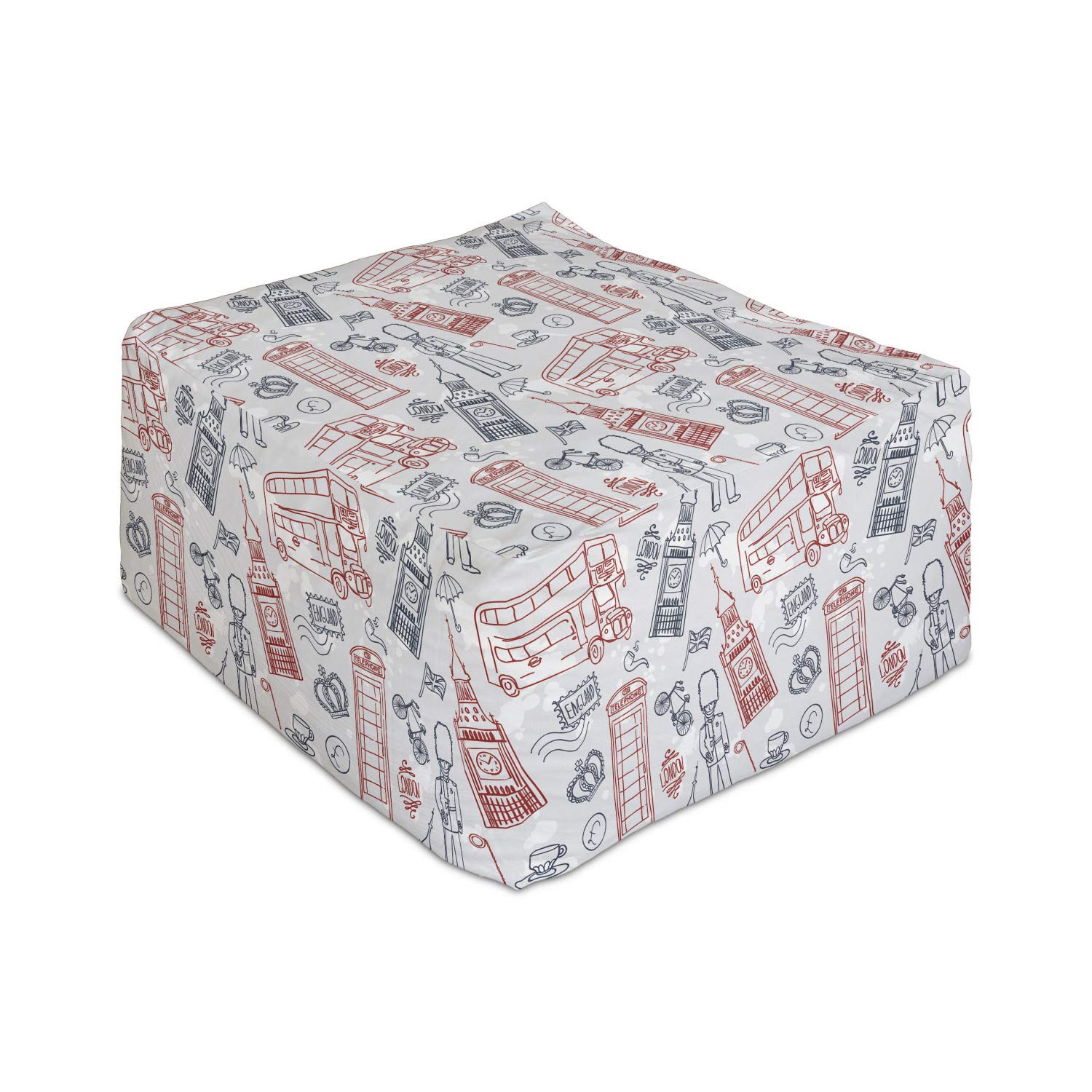 Ambesonne London Rectangle Pouf Ottoman - English Country Culture Travel Theme Foot Stool for Living Room & Office - 25