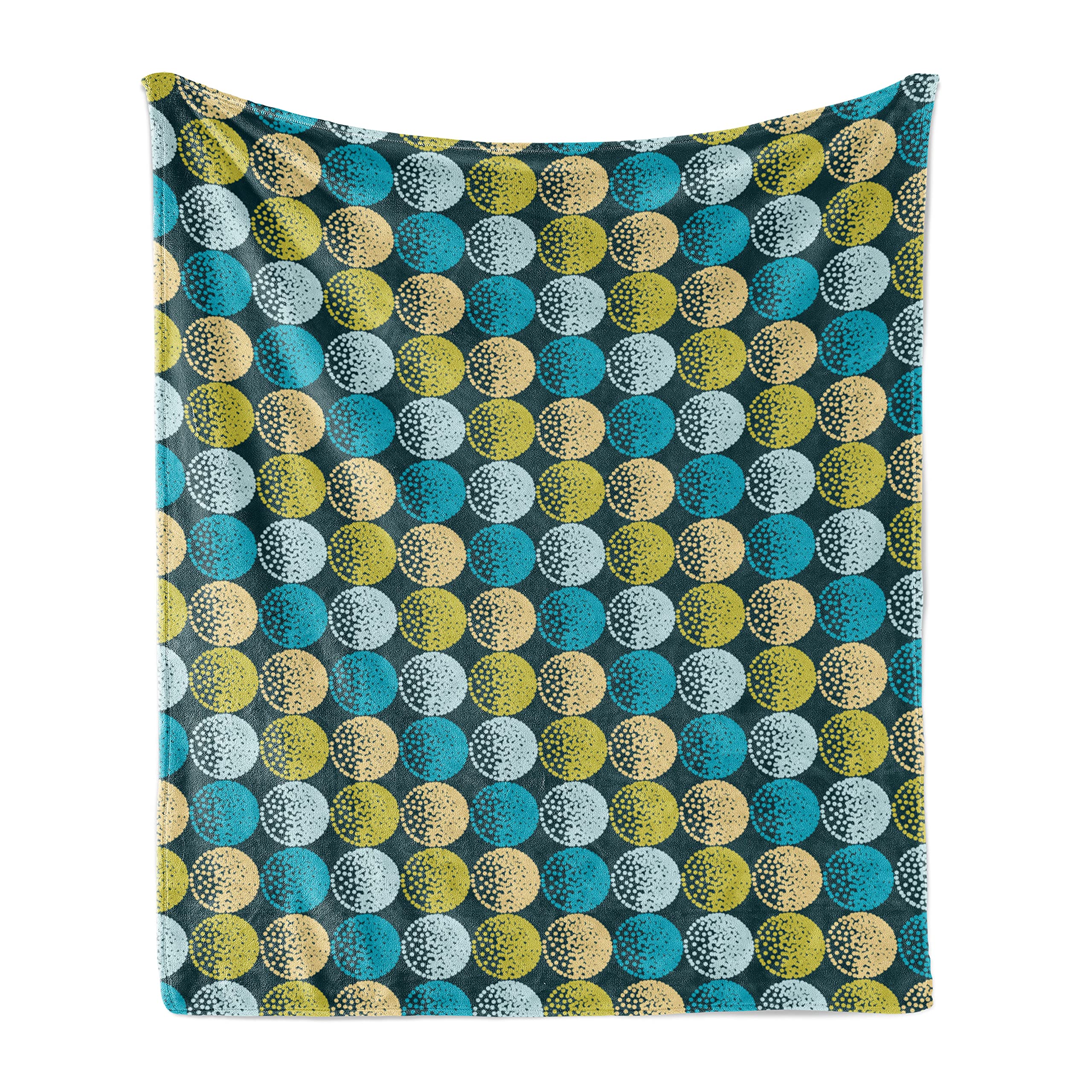 Ambesonne Abstract Throw Blanket with Dots & Circles Pattern - Soft Flannel Fleece Accent Blanket for Couch, Bed & Sofa - 60