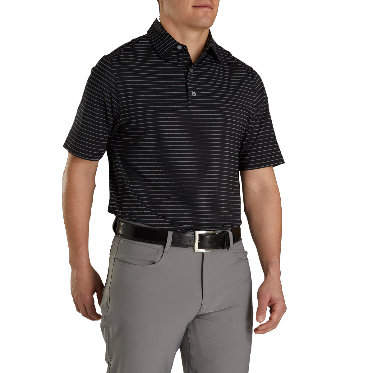FootJoy Men's Athletic Fit Classic Stripe Golf Polo Shirt - Moisture-Wicking & Breathable for Comfort on the Golf Course