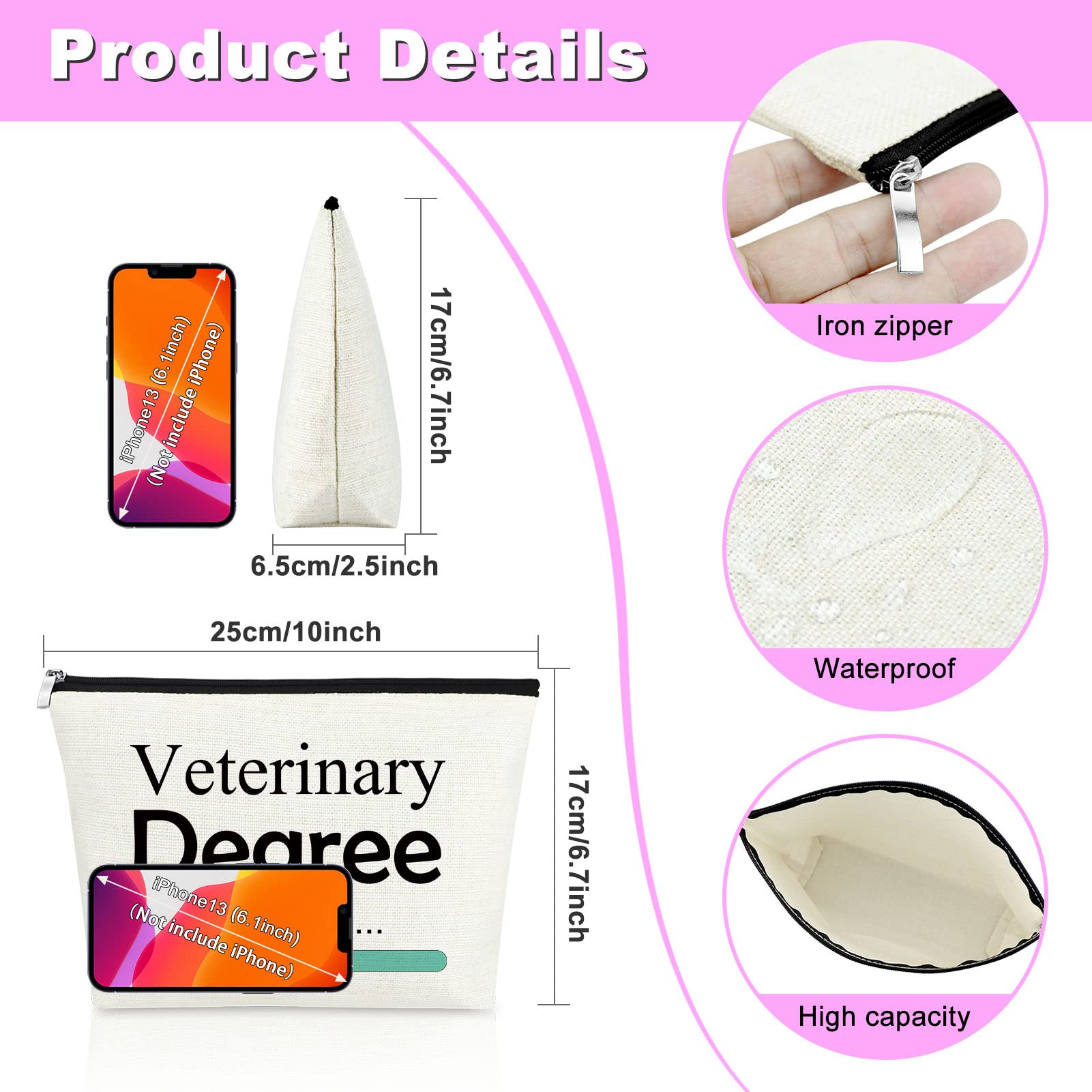 **Veterinary Technician Gift Makeup Bag - Vet Tech Graduation, Birthday & Appreciation Gifts for Women - Cosmetic Bag for Future Veterinarians | Perfect for Work, School & Travel**