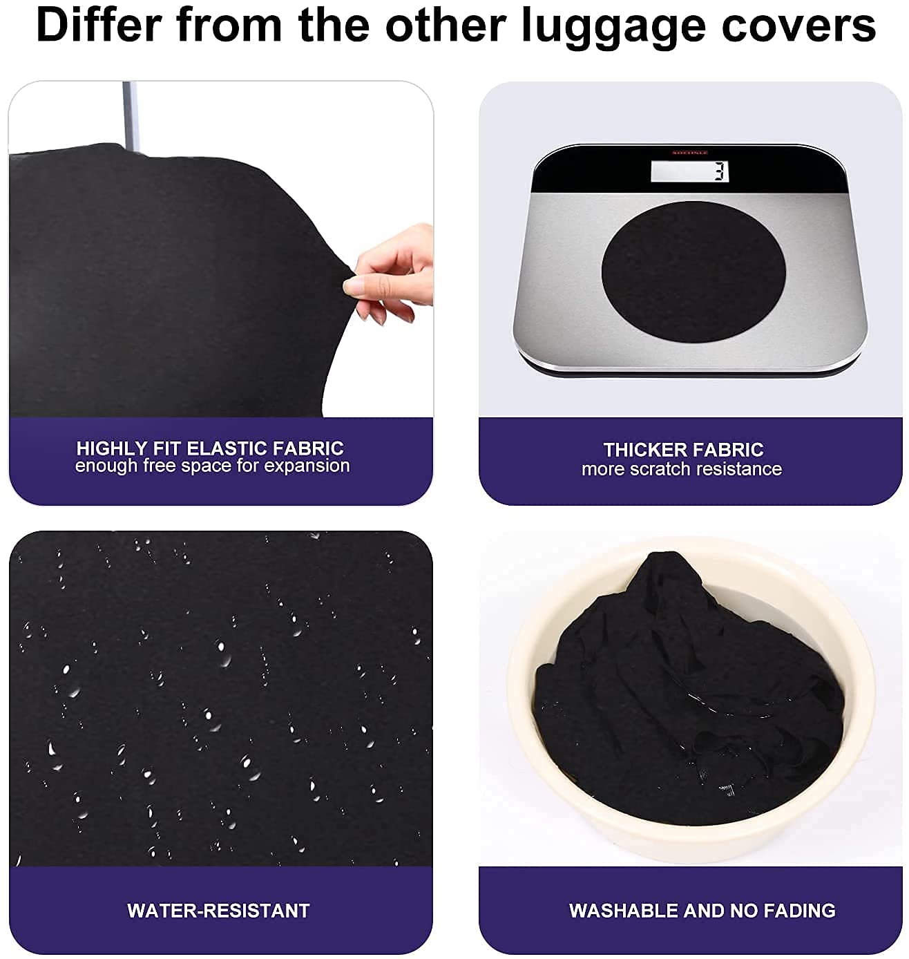 Durable Washable Suitcase Cover Protector - Anti-Scratch Dustproof Luggage Protector Fits 19-32 Inch Bags (Black) - Perfect for Travel, Storage & Airplane Use