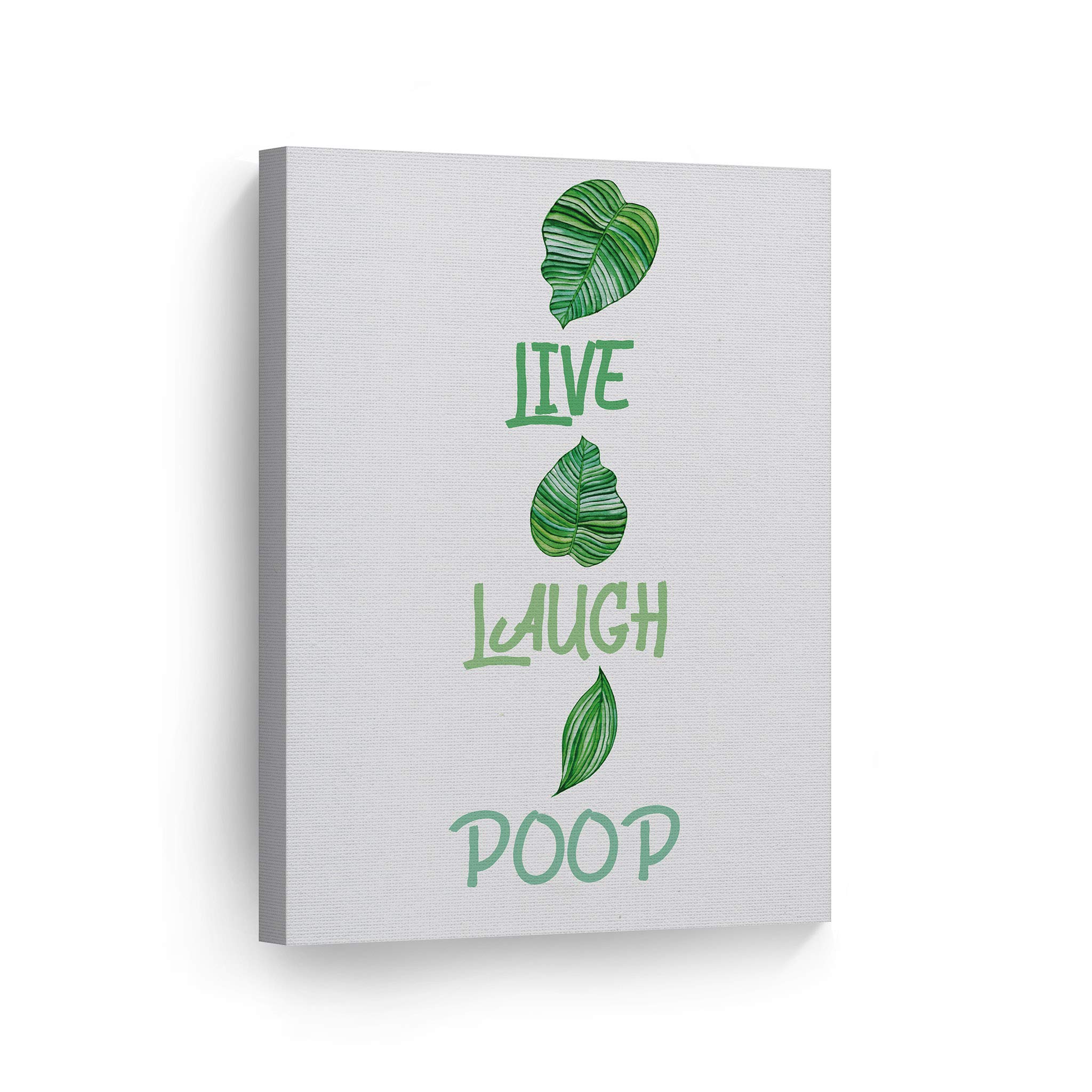 Funny Bathroom Wall Art - Live Laugh Poop Canvas Print - 17x11 Ready to Hang Bathroom Decor - Made in USA - Perfect for Powder Rooms, Guest Bathrooms & Home Decor