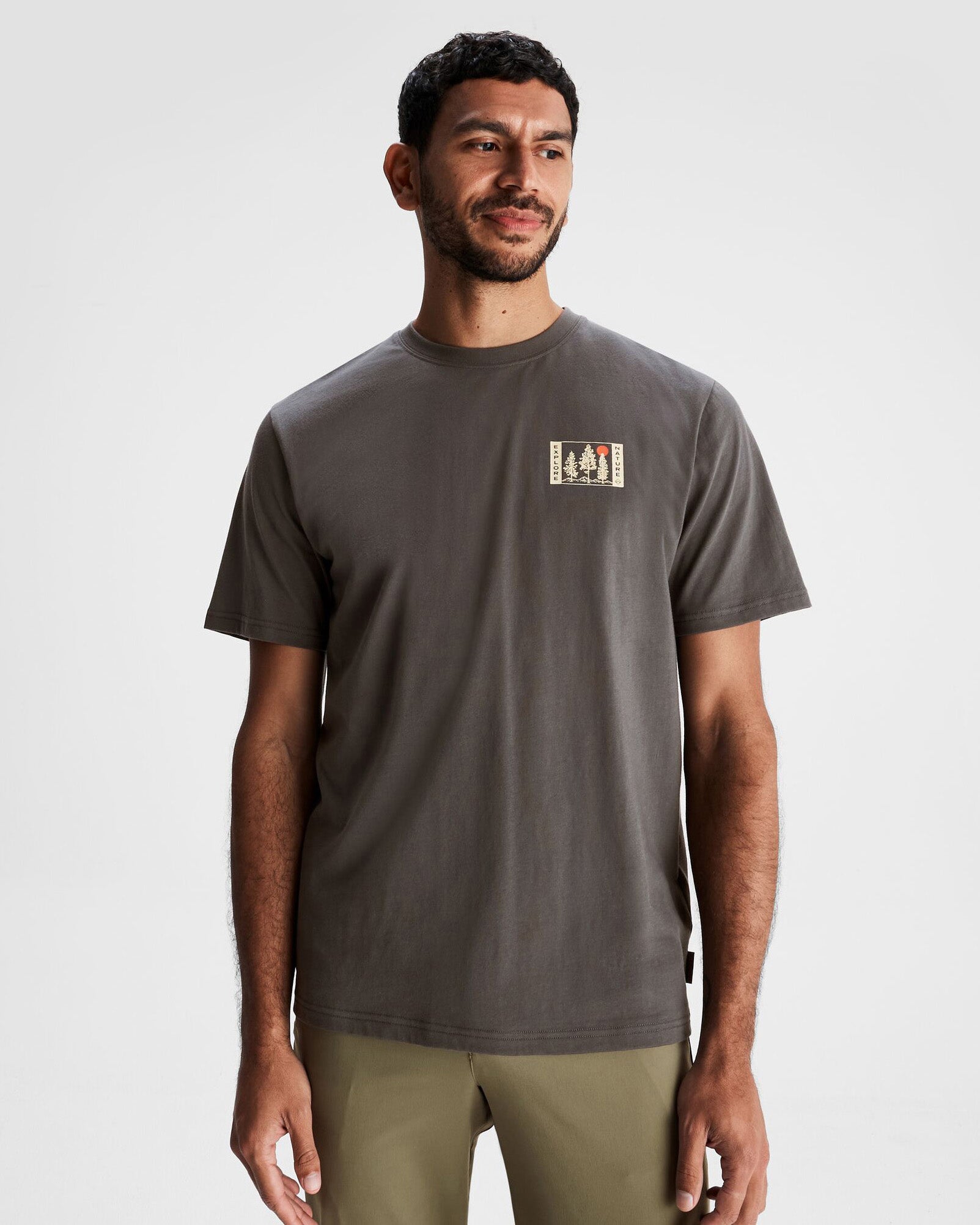 Men's Explore Nature Organic Cotton T-Shirt - Eco-Friendly Casual Tee for Hiking, Camping & Outdoor Adventures | Shale Color