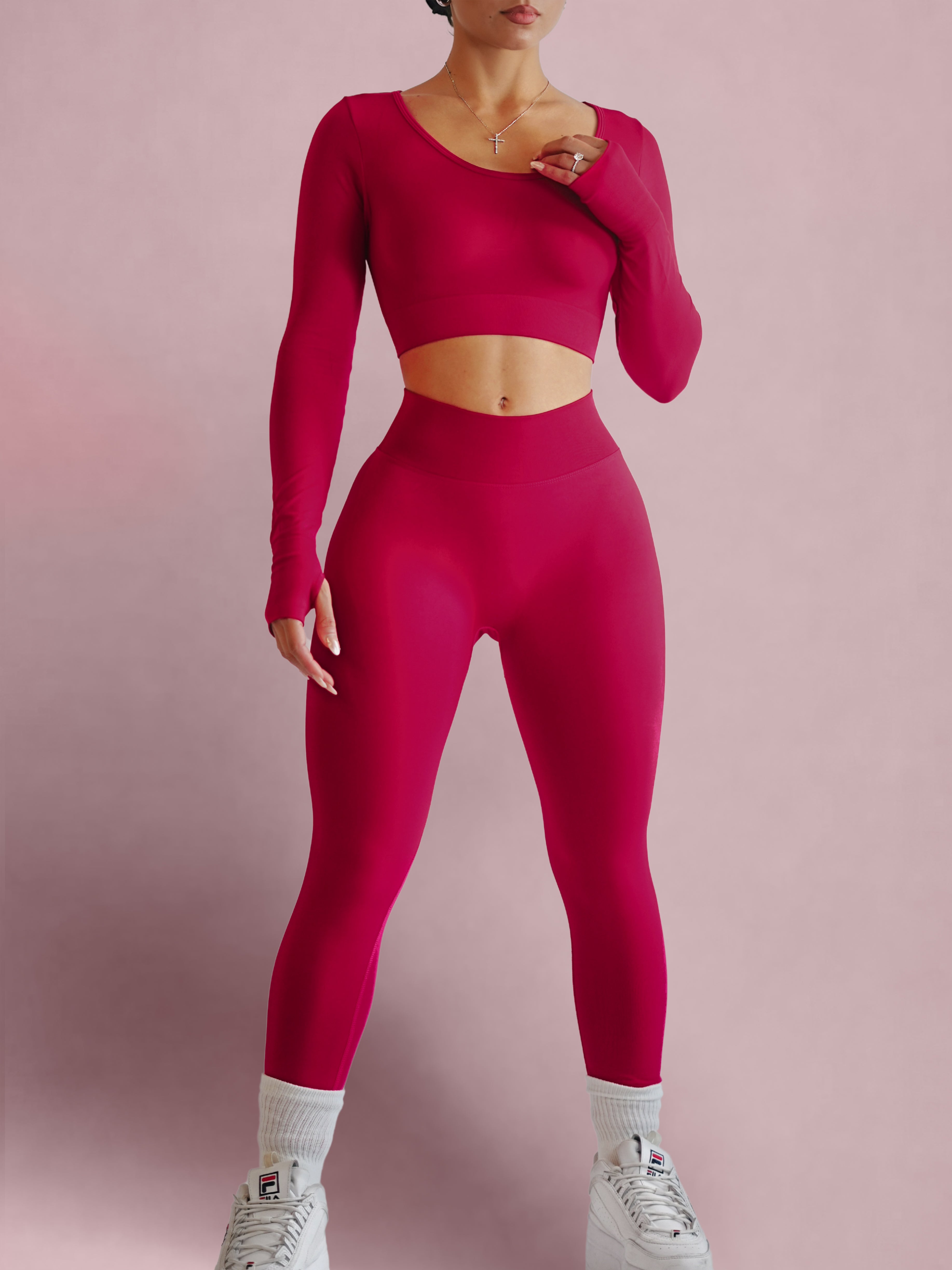 Seamless Breathable Leggings for Women - High Waist Yoga Pants, Hibiscus Red - Perfect for Workout, Running, Gym & Lounge Wear