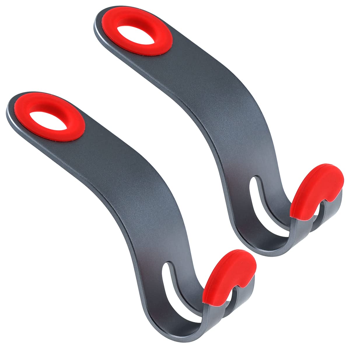 Universal Aluminum Alloy Car Seat Hooks (2-Pack, Red) - Heavy Duty Headrest Hooks for Handbags, Coats & Vehicle Organization | Perfect for Road Trips, Shopping & Daily Commute