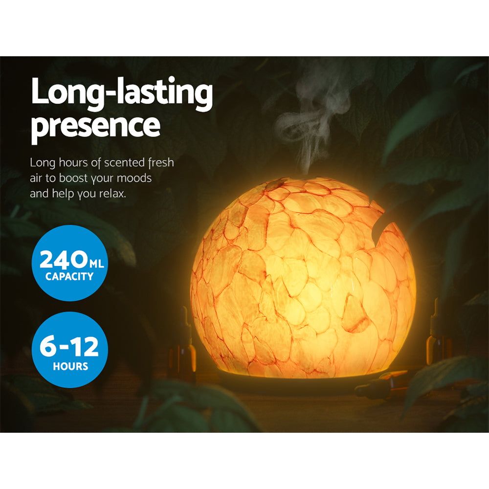 Devanti 240ml Glass Essential Oil Diffuser with 7 Color LED Lights - Perfect for Aromatherapy, Yoga, Meditation & Home Relaxation