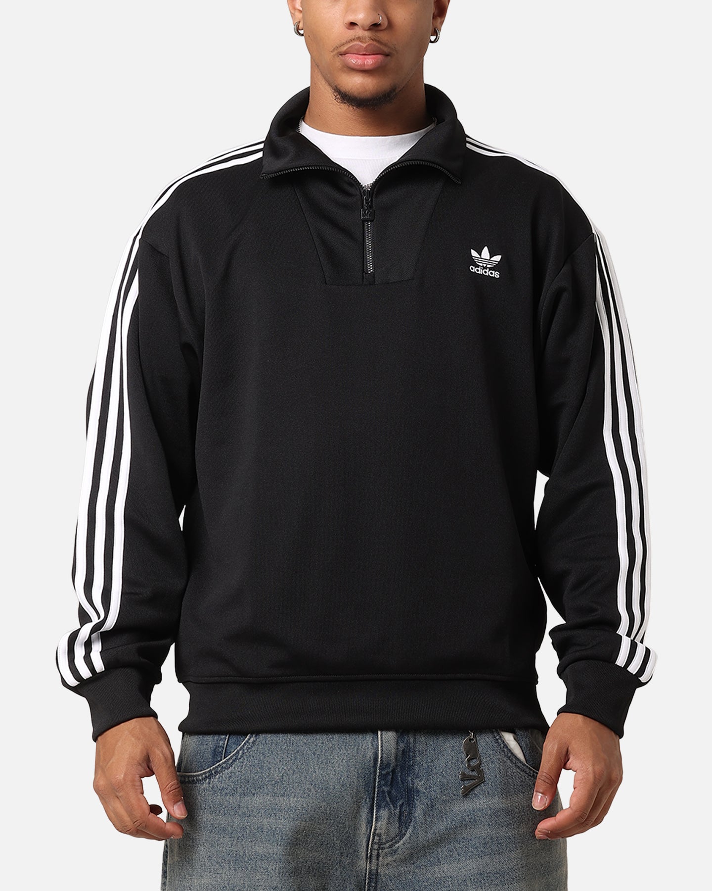 Adidas Funnel Neck Track Jacket for Men - Lightweight Running Windbreaker with Zipper Pockets - Perfect for Jogging, Gym Workouts & Outdoor Sports (Black)