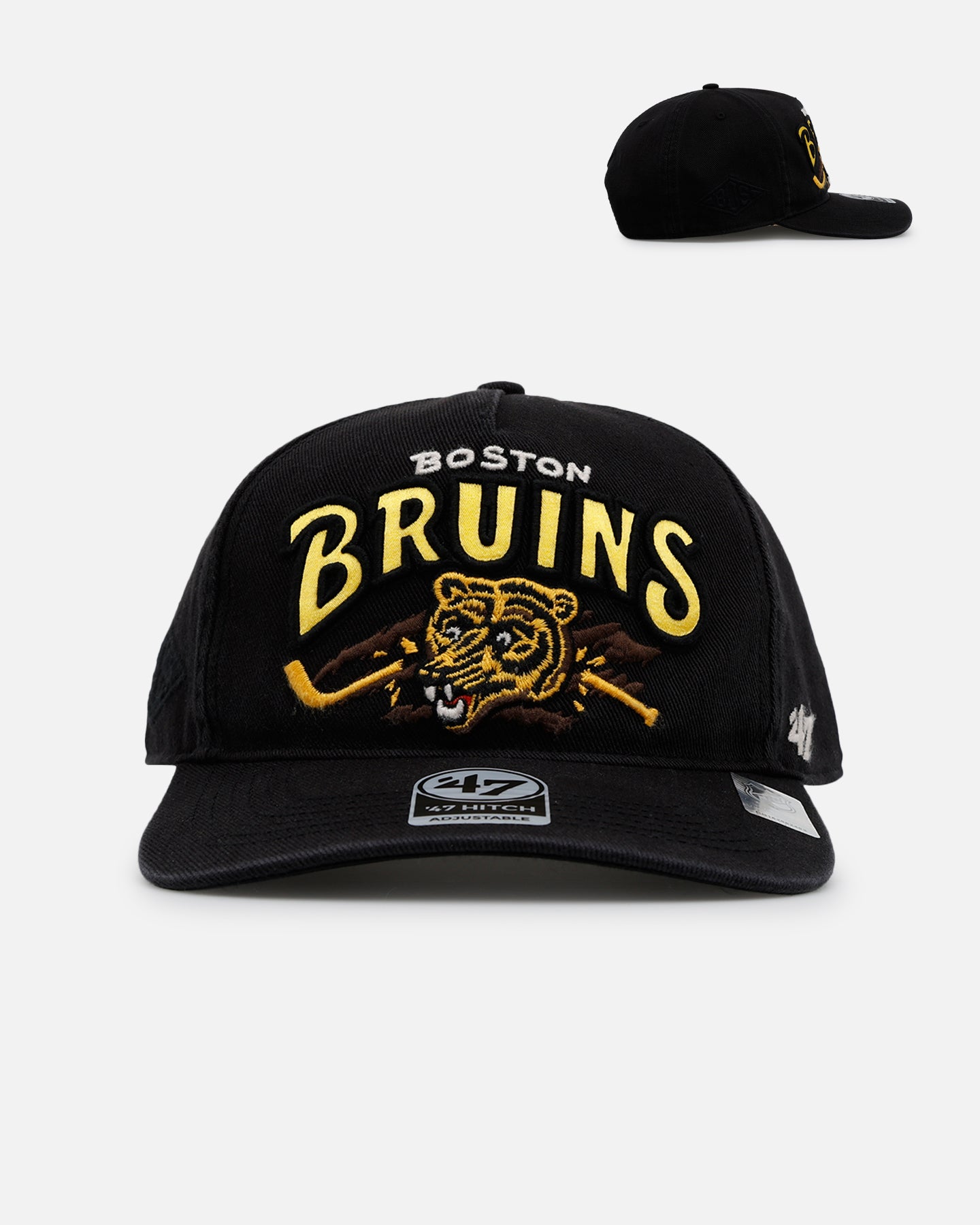 47 Brand Boston Bruins 'NHL Trophy Case' Premium Hitch Snapback Black Hat - Official NHL Licensed Adjustable Baseball Cap for Men & Women - Perfect for Hockey Games, Sports Events & Casual Wear