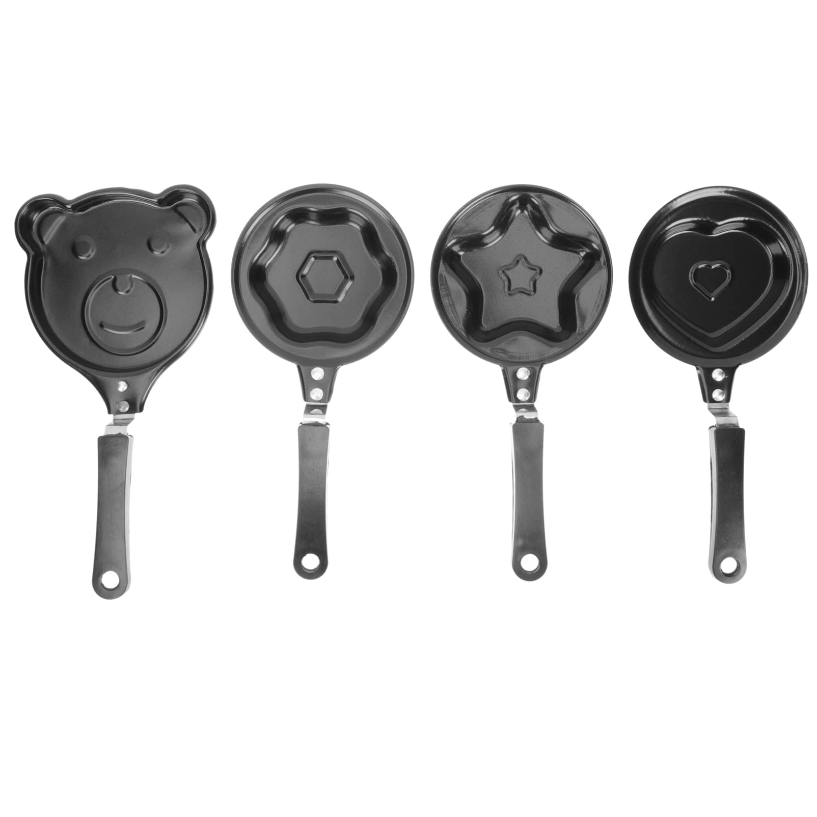 Luxshiny 4-Piece Non-Stick Egg Pan Set - Star, Bear, Heart & Flower Shaped Frying Pans for Perfect Fried Eggs, Poached Eggs, Pancakes & Omelettes | Ideal for Breakfast, Brunch & Kids Cooking