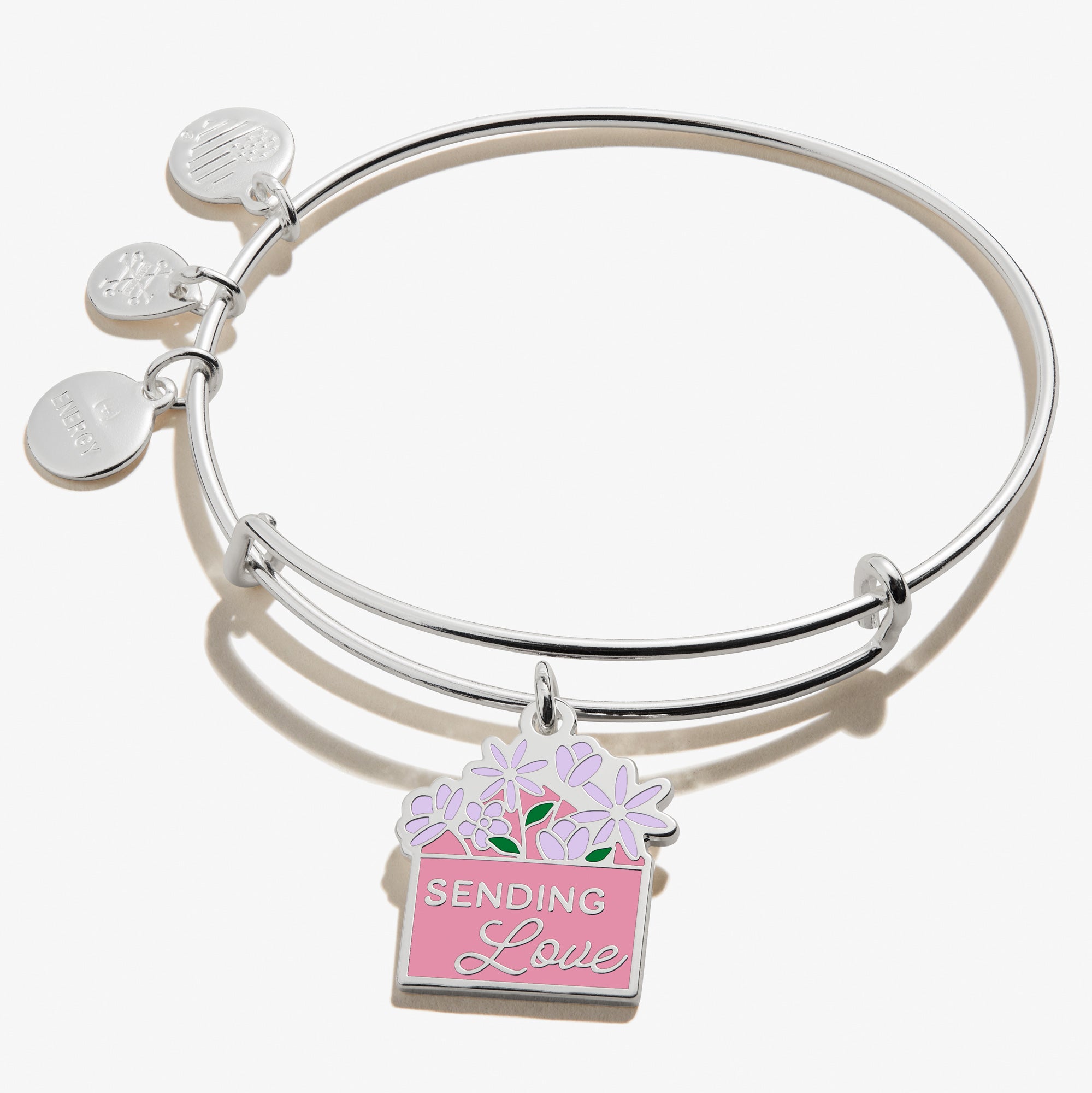 Elegant 'Sending Love' Charm Bangle Bracelet for Women - Perfect Gift for Valentine's Day, Anniversary & Mother's Day | Sterling Silver Adjustable Jewelry for Daily Wear & Special Occasions