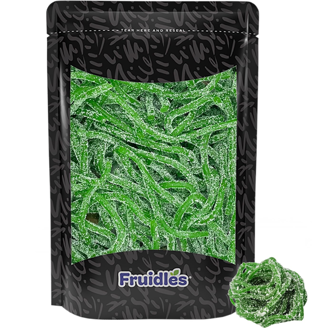 Sour Green Apple Licorice Laces - Long Chewy Candy Straws, Gelatin-Free Shoestring Candy, Bulk Half-Pound Bag | Perfect for Birthday Parties, Halloween Treats & Movie Night Snacks