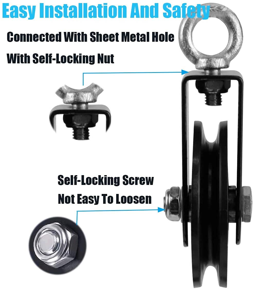 90mm Gym Pulley Wheel - 360 Degree Rotation LAT Pulley System Attachment for Lifting Blocks, Ladder Lift, DIY Home Projects & Clothesline - Perfect for Home Gym, Workshop & Outdoor Use