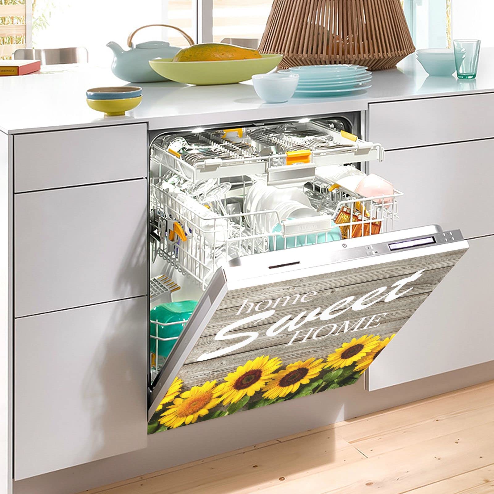Fall Sunflowers Magnetic Dishwasher Cover - Easy Clean Refrigerator Magnet Sticker for Kitchen & Home Decor (23
