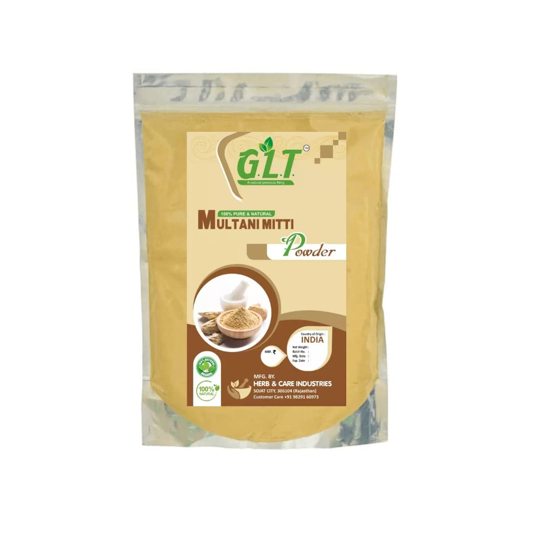 G.L.T. 100% Pure & Natural Multani Mitti Powder (Fuller's Earth Clay) for Face Pack - 100gm | Deep Cleansing, Oil Control & Glowing Skin | Perfect for DIY Face Masks & Spa Treatments