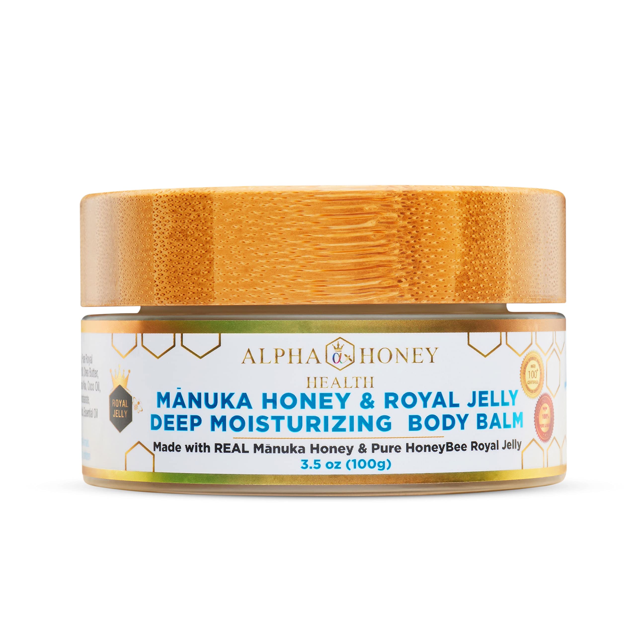 Organic Honeysuckle Jasmine Manuka Honey & Royal Jelly Body Butter - Deep Moisturizing Skin Care for Dry, Sensitive Skin - Perfect for Daily Hydration & Nighttime Nourishment