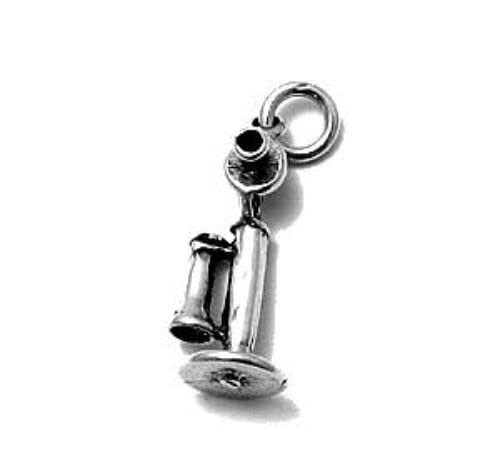 Antique Telephone Charm .925 Sterling Silver Pendant for Jewelry Making - DIY Necklace, Bracelet & Craft Projects - Perfect for Gifts, Vintage Style Accessories