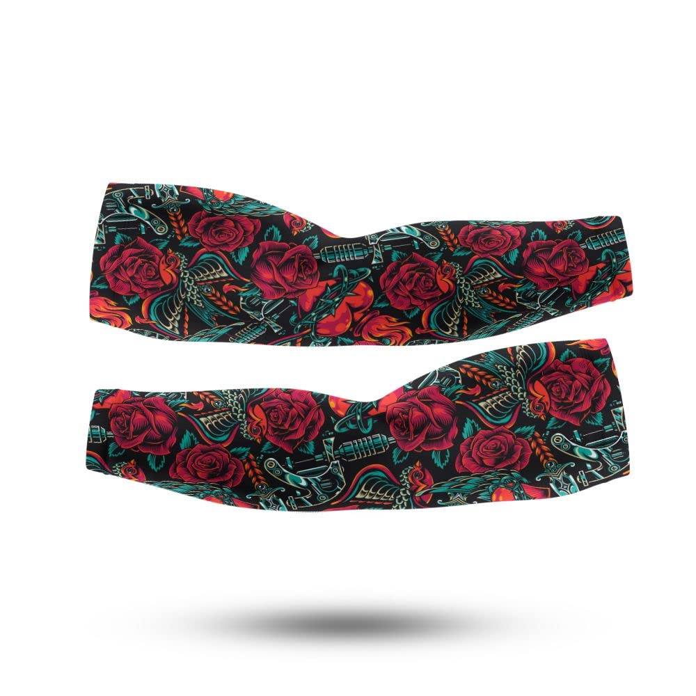 Tattoo Print Arm Sleeves for Men & Women - UV Protection Cooling Arm Warmers for Outdoor Sports, Running, Cycling & Tattoo Cover