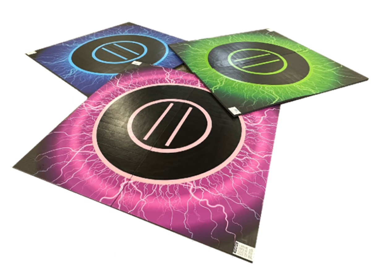 High-Quality 8'x8'x1.38 Roll Up Wrestling Mat with Lightning Digital Printing - Perfect for Home Gyms, Martial Arts Training & Sports Practice