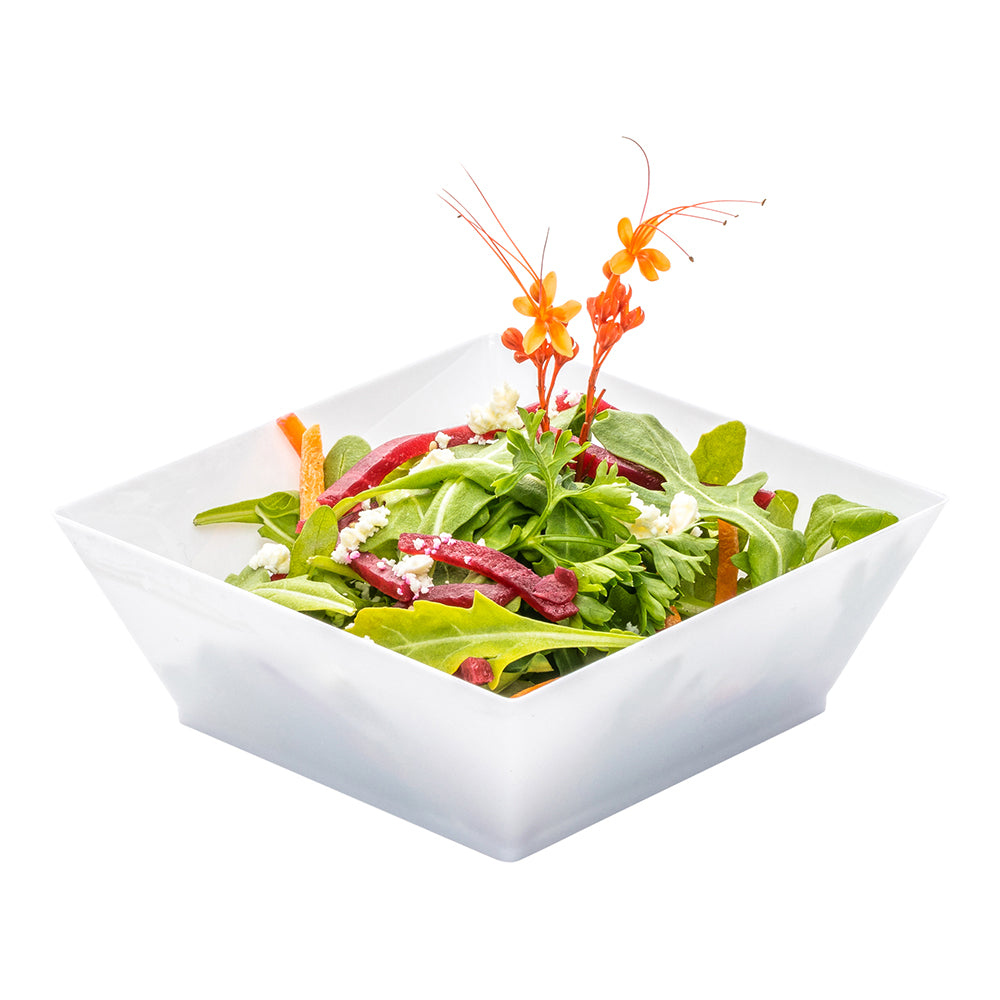 10 oz Square White Plastic Small Modern Bowl - 4.25