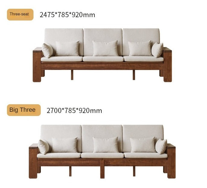 Premium Black Walnut Solid Wood Fabric Sofa - Modern Nordic Style 2-in-1 Convertible Sofa Bed for Living Room & Guest Room | Durable & Stylish Home Furniture