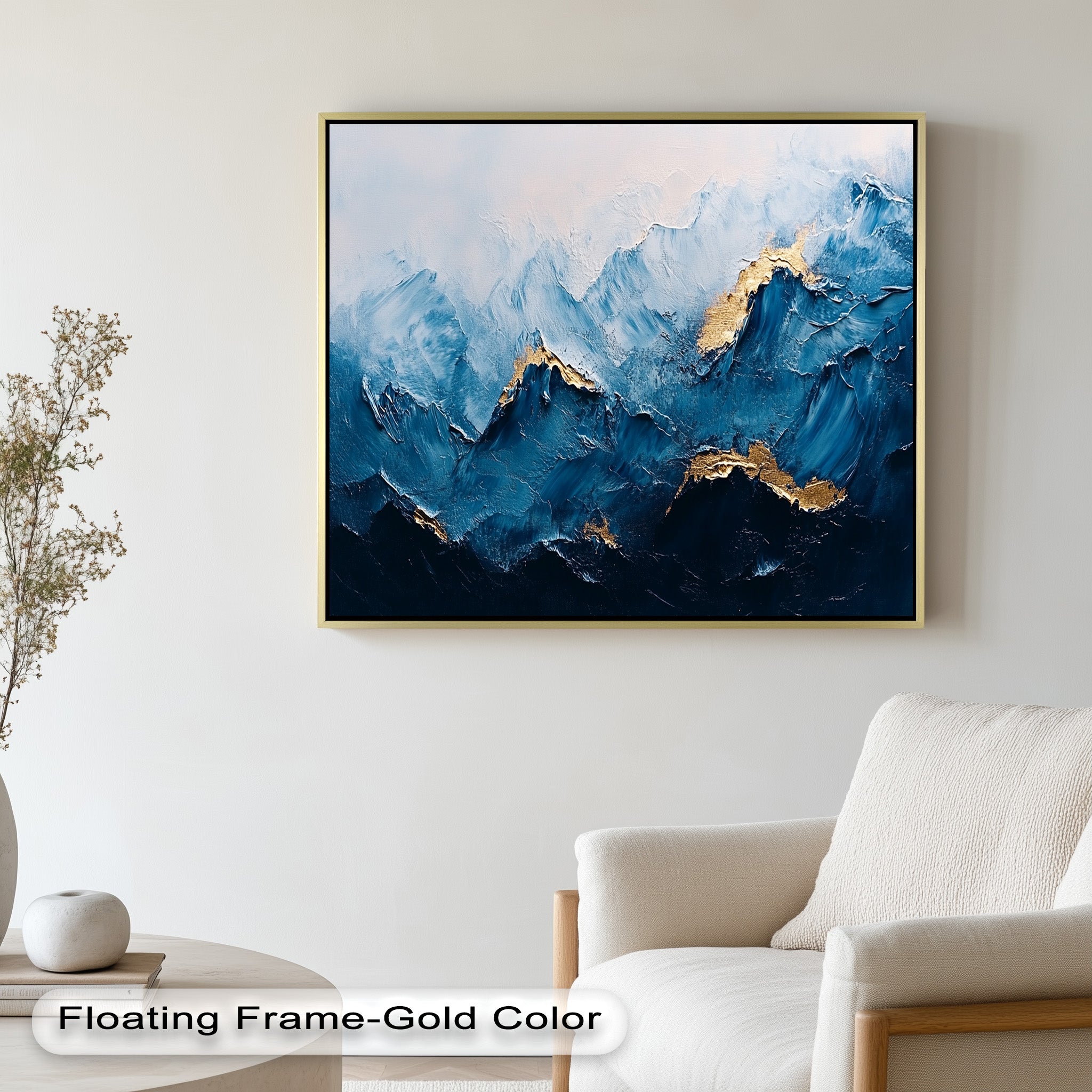 Blue Ridge Art - Handmade Abstract Mountain Oil Painting on Canvas for Home & Office Wall Decor