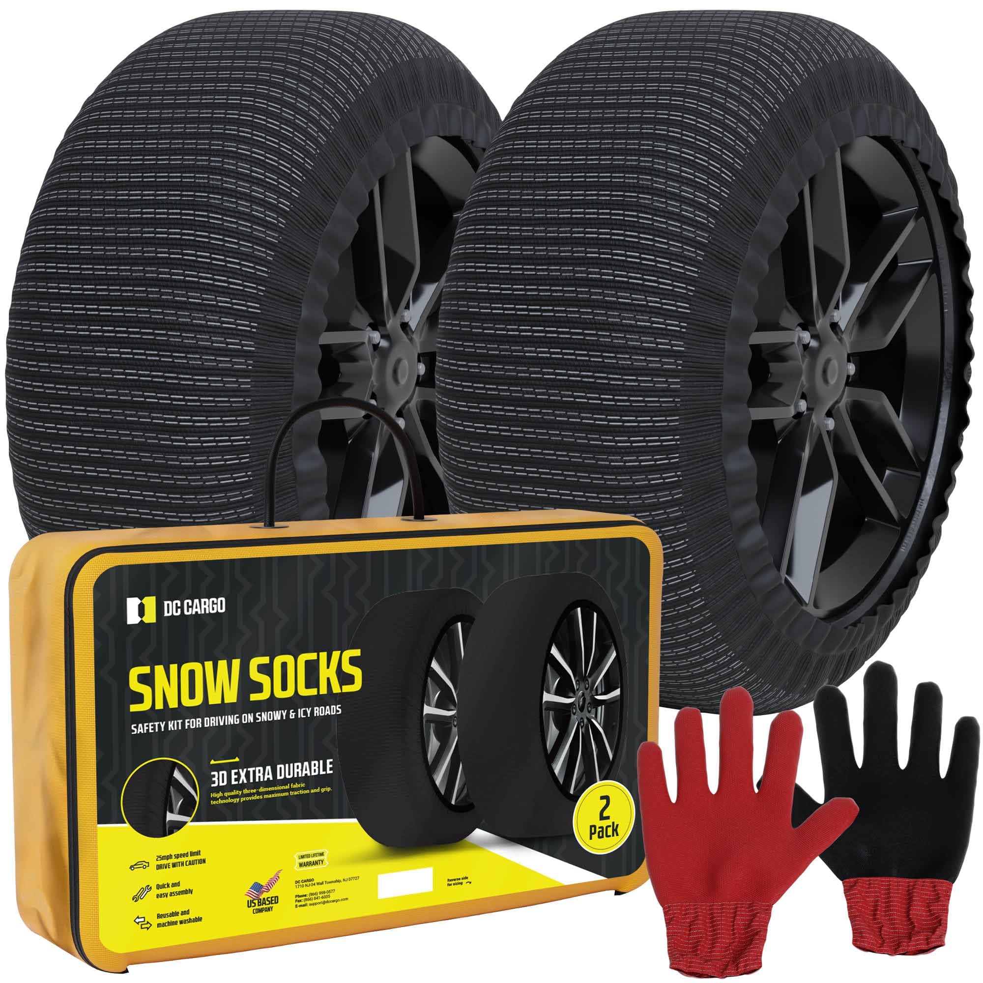 Snow Socks for Tires - Heavy Duty 3D Fabric Snow Traction Socks for Cars, SUVs, Trucks & Sedans | Alternative to Tire Chains | Fits Subaru, Minivans & Pickups (Set of 2, XL) | Perfect for Winter Driving, Mountain Roads & Emergency Snow Conditions