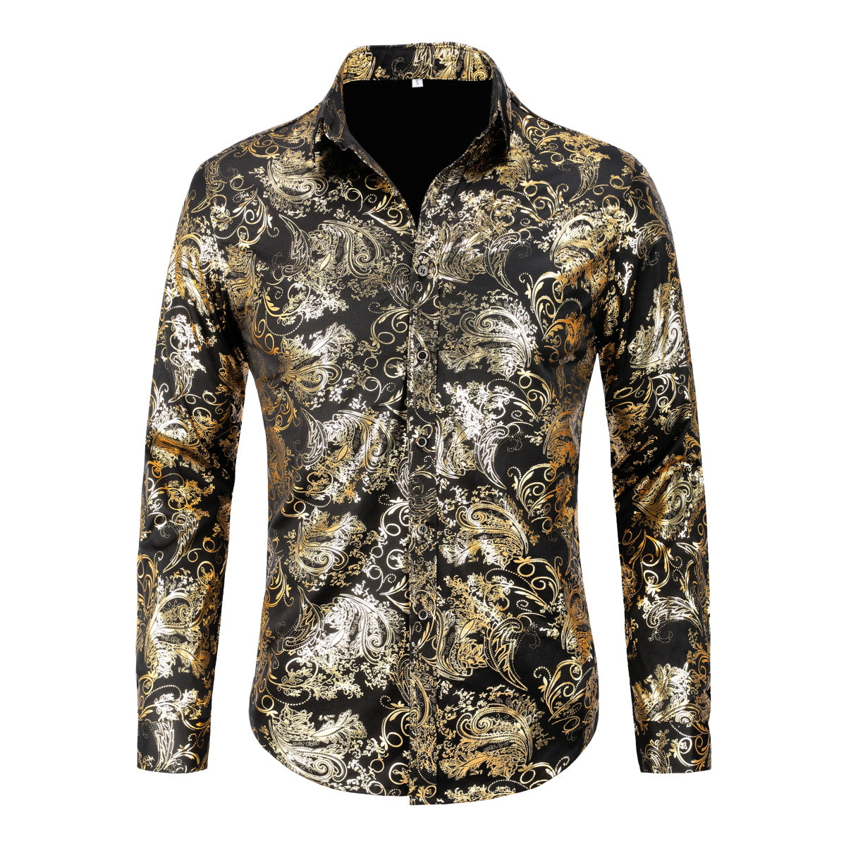 Stylish Men's Floral Print Long Sleeve Shirt in Gold - Perfect for Casual Wear, Date Nights & Spring Outfits