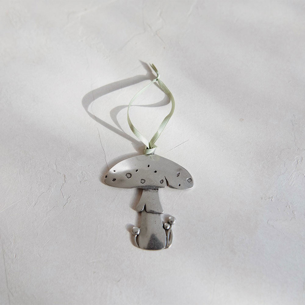 Handmade Pewter Mushroom Ornament - Unique Home Decor for Garden, Fairy Garden & Nature Lovers - Perfect for Gift Giving & Seasonal Display