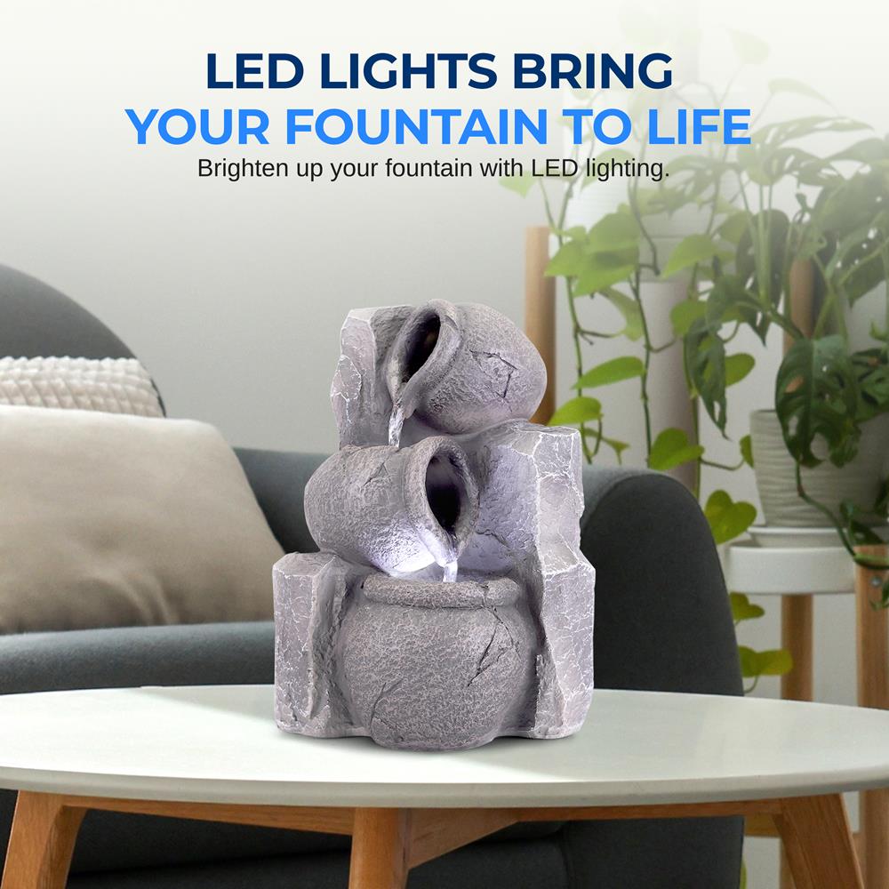 Decorative LED Tabletop Water Fountain - Relaxing Indoor Zen Fountain for Home, Office & Meditation Spaces