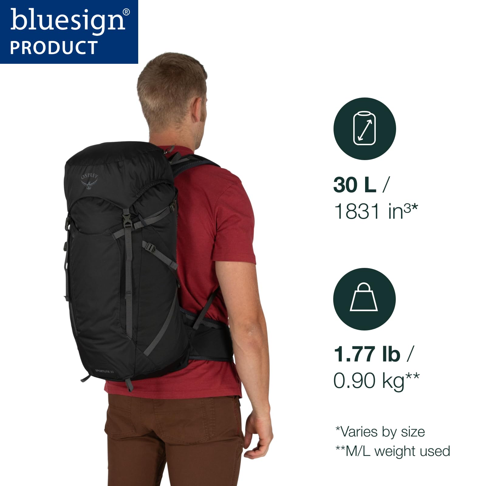 Osprey Sportlite 30L Unisex Hiking Backpack - Lightweight Water-Resistant Daypack for Outdoor Adventures, Camping & Travel