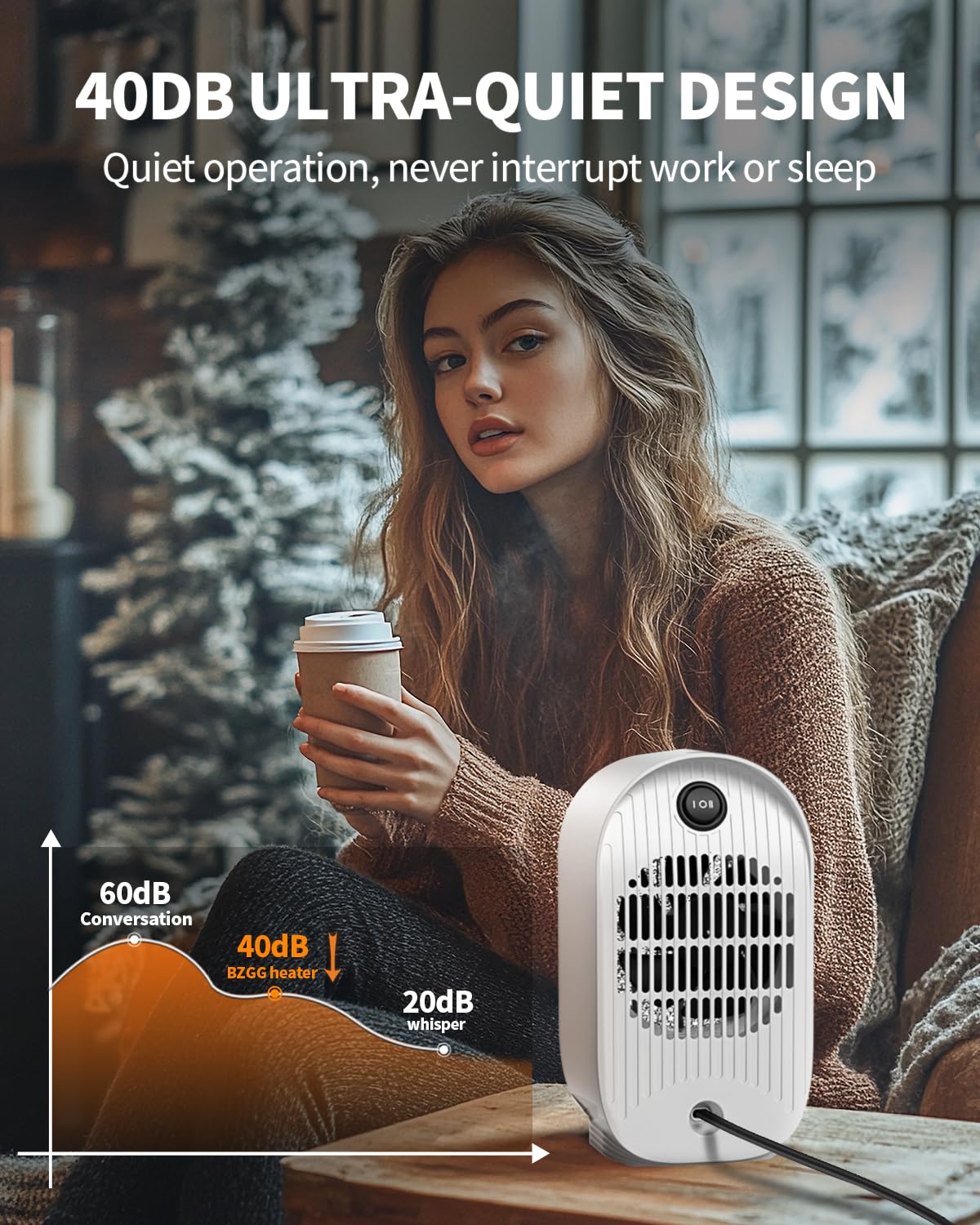 Energy Efficient Electric Heater - Portable Mini Space Heater for Indoor Use | Safe Ceramic Heater with Overheat & Tip-Over Protection | Perfect for Office, Home, Garage & Patio | Fast Heating Desk Heater for Winter Comfort