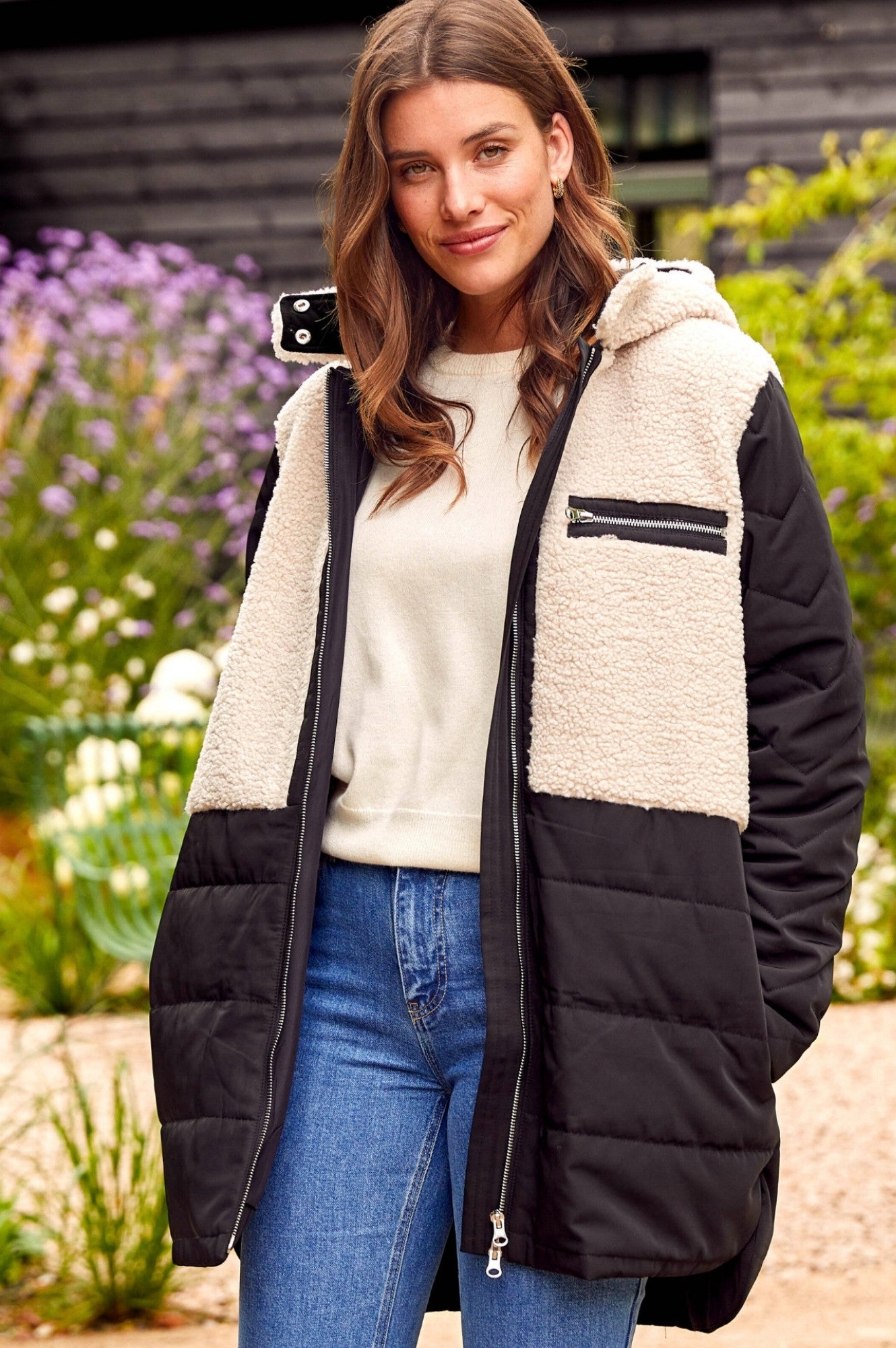 Petra Coat for Women - Classic Black & Taupe Trench Coat | Waterproof & Windproof Outerwear for Fall & Winter | Perfect for Office, Travel & Casual Wear