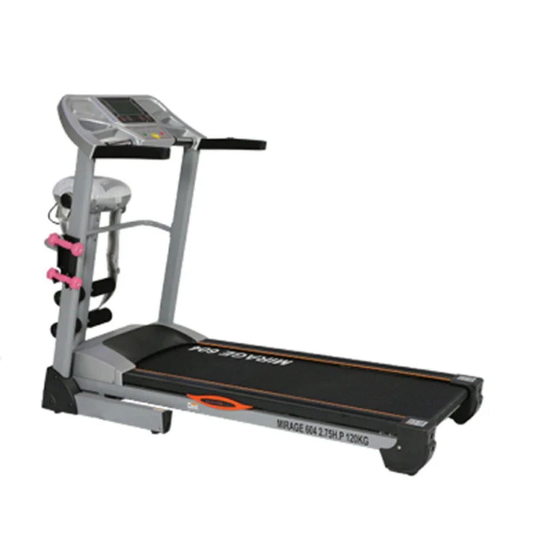 Mirage 604 Motorized Treadmill with Dumbbells, Twister & Vibration Machine - Home Gym Equipment for Cardio, Strength Training & Weight Loss