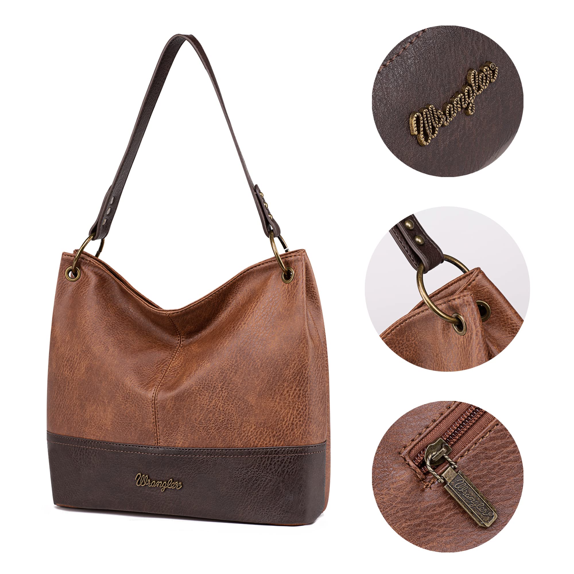 Wrangler Vegan Leather Hobo Bags for Women - Stylish Top Handle Shoulder Purses & Handbags | Perfect for Work, Travel & Everyday Use